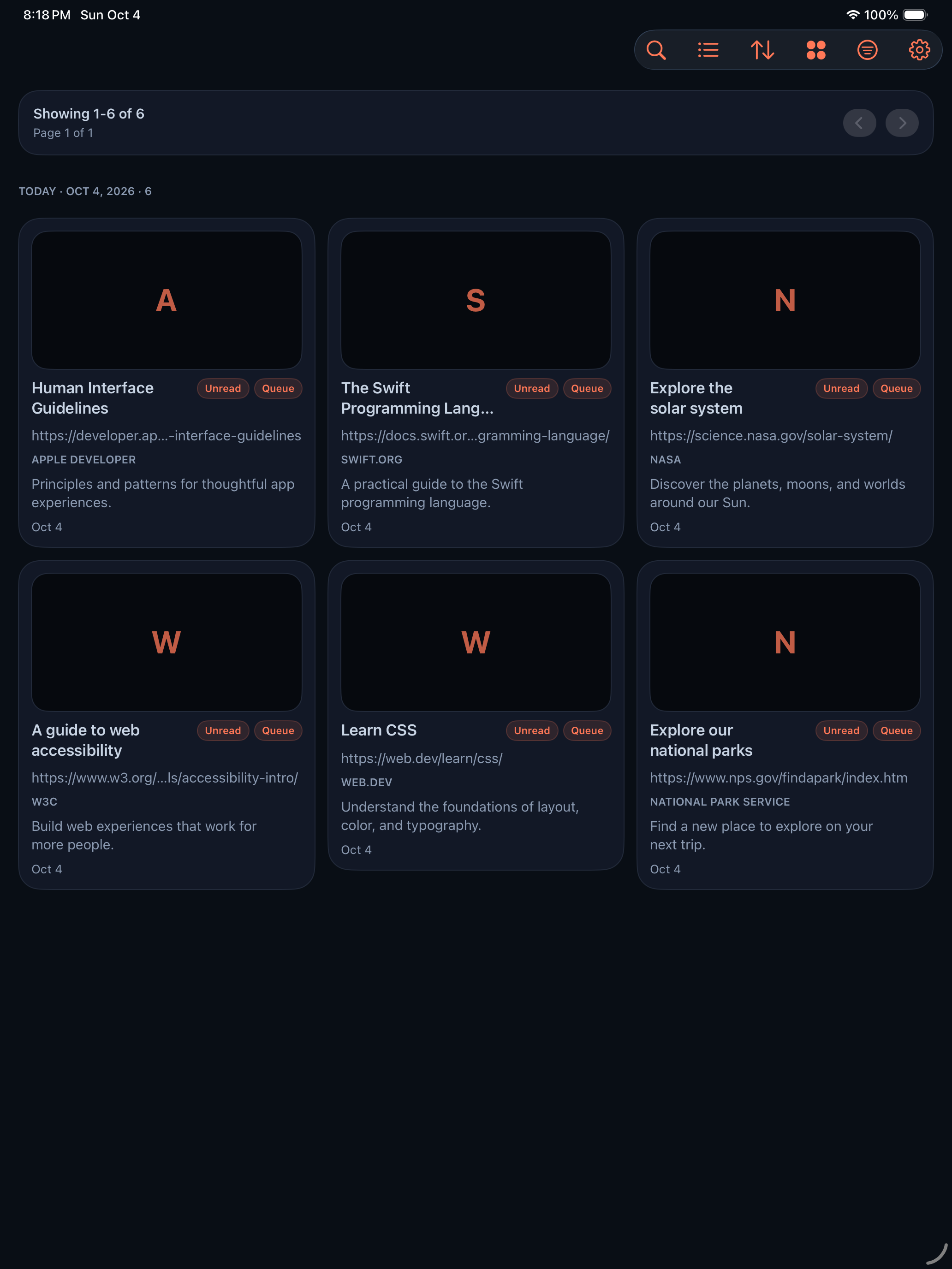 bookmarks: bookmarks ipad feature cards