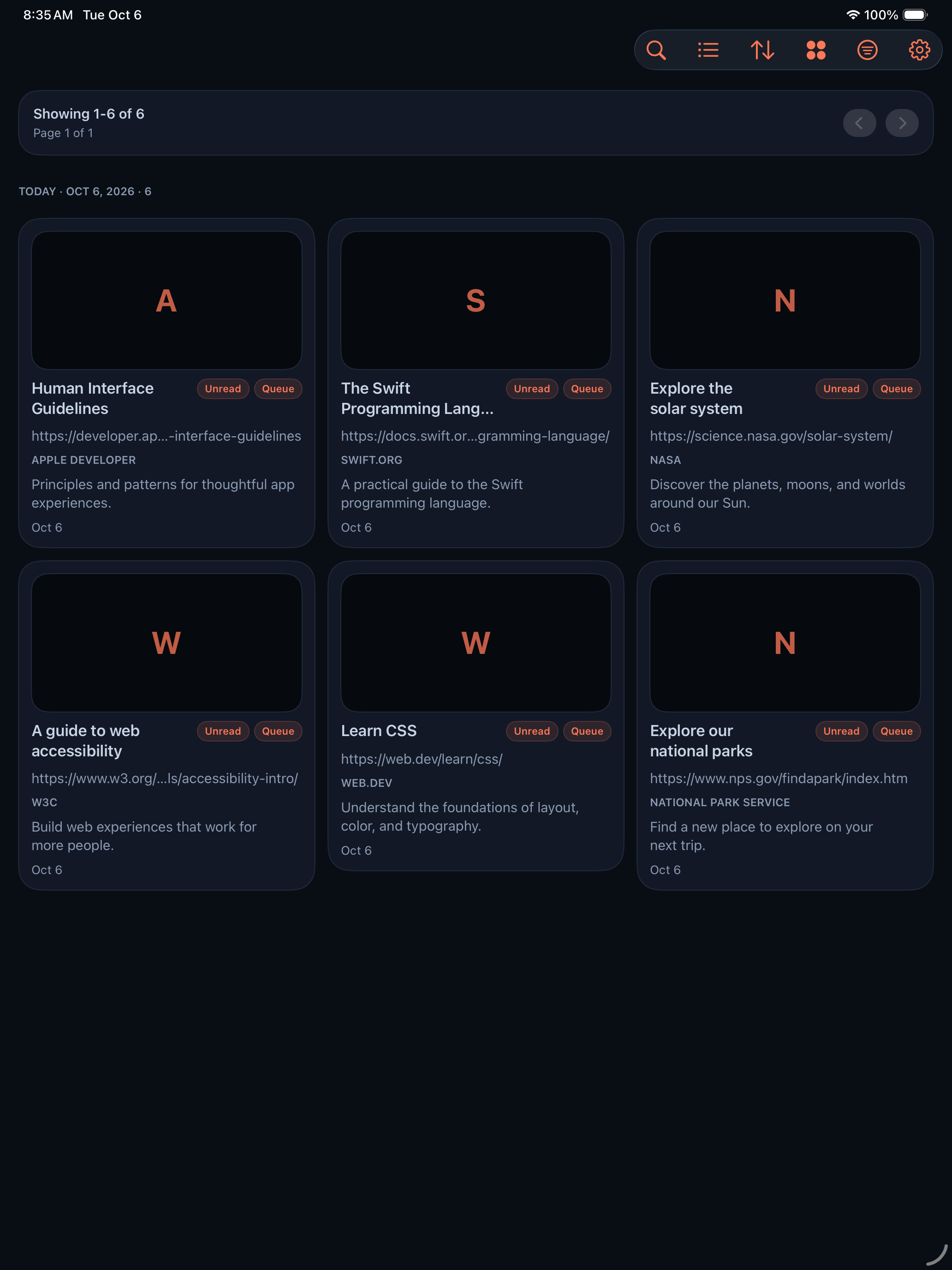 bookmarks: bookmarks ipad feature cards