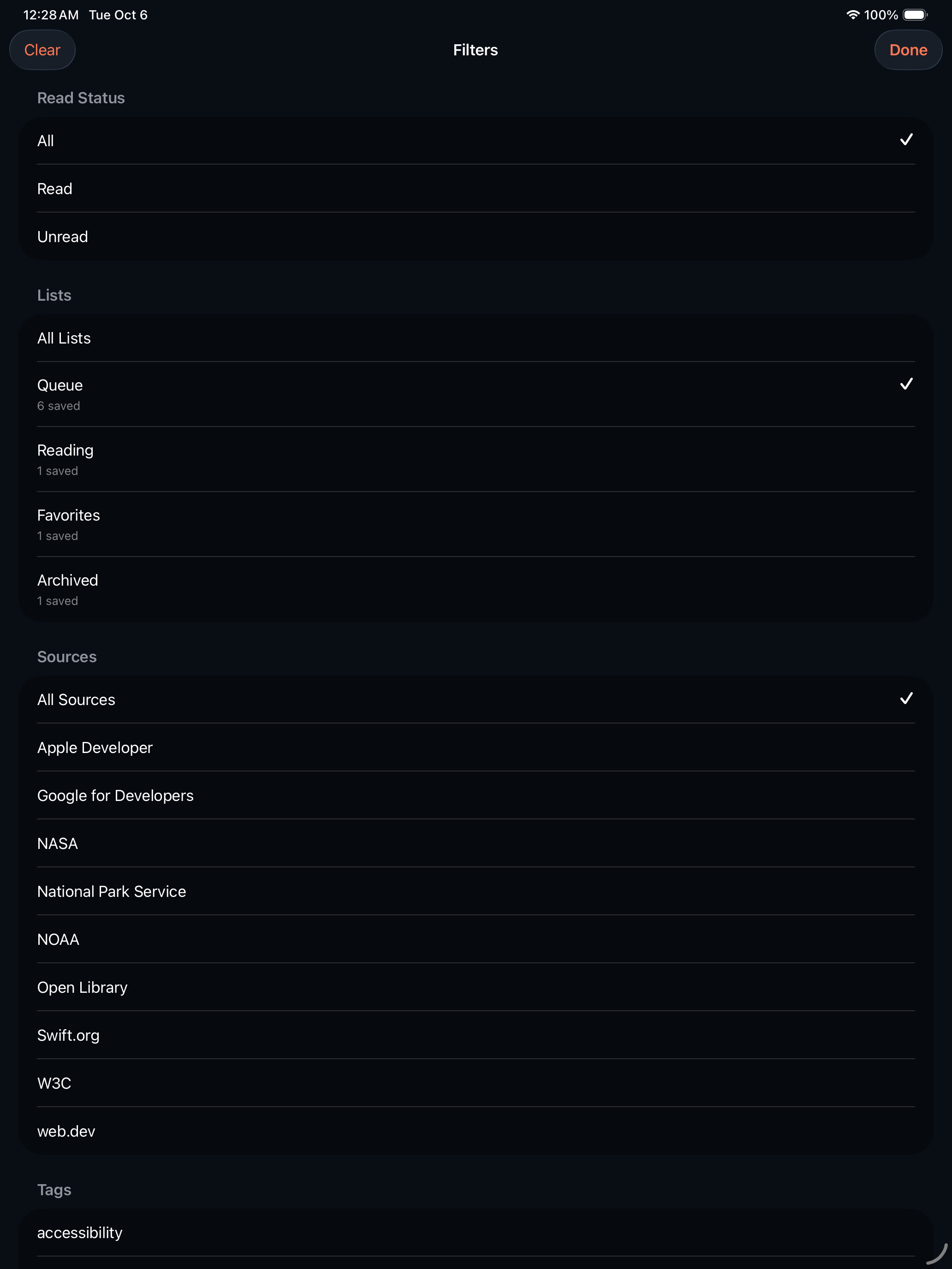 bookmarks: bookmarks ipad feature library filters