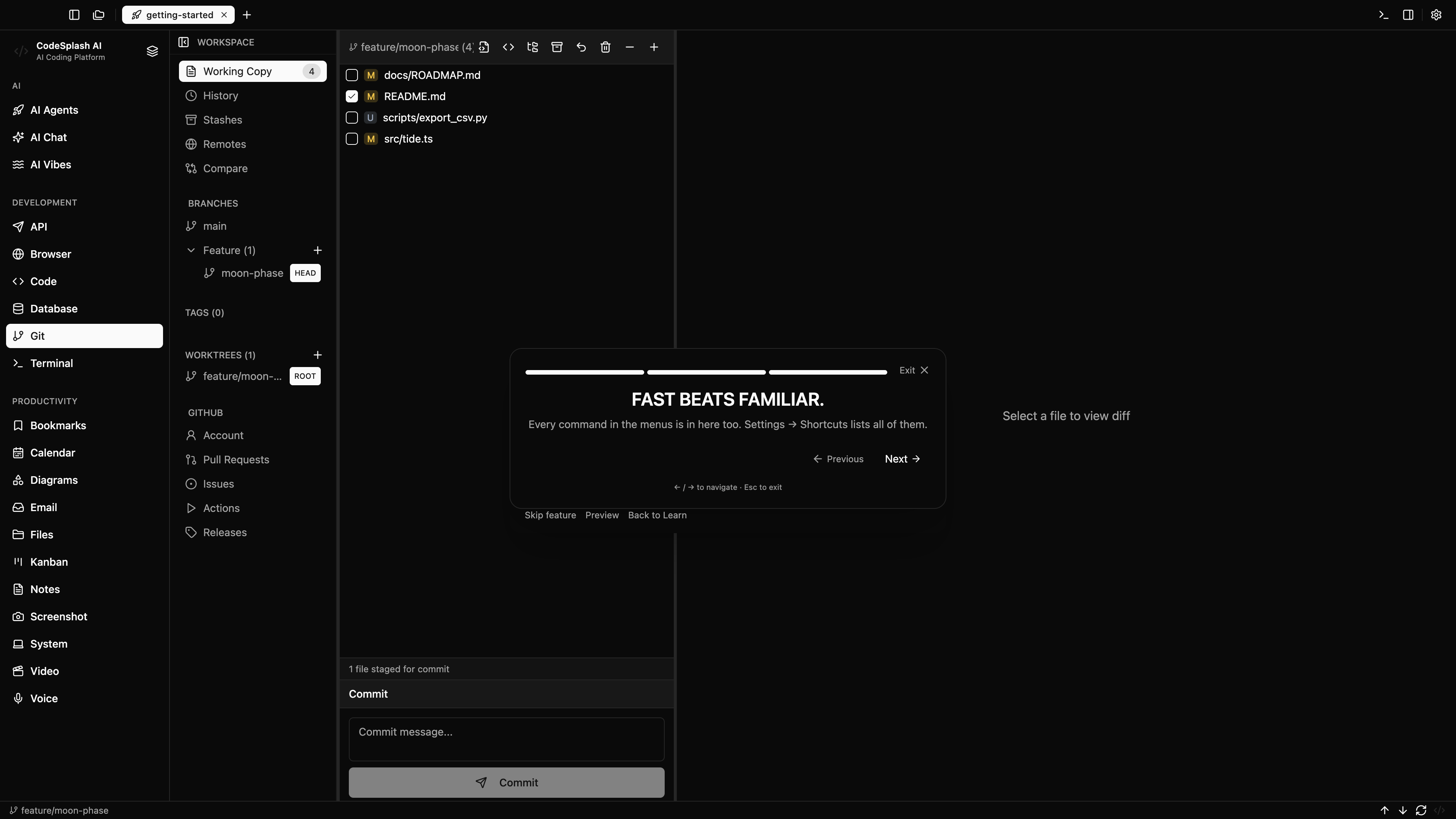 Fast beats familiar. — Find anything with the command palette