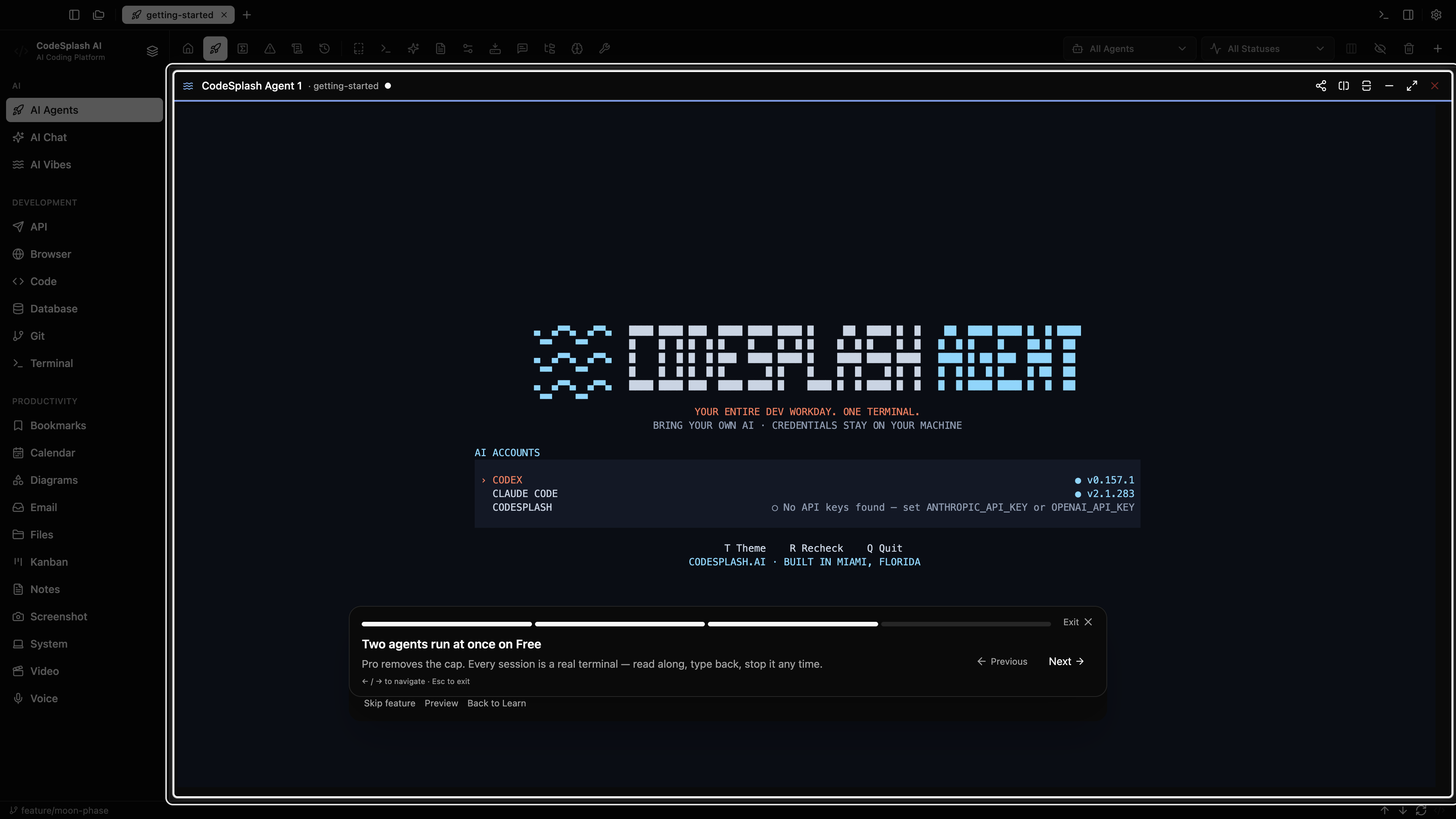 Two agents run at once on Free — Your first agent task