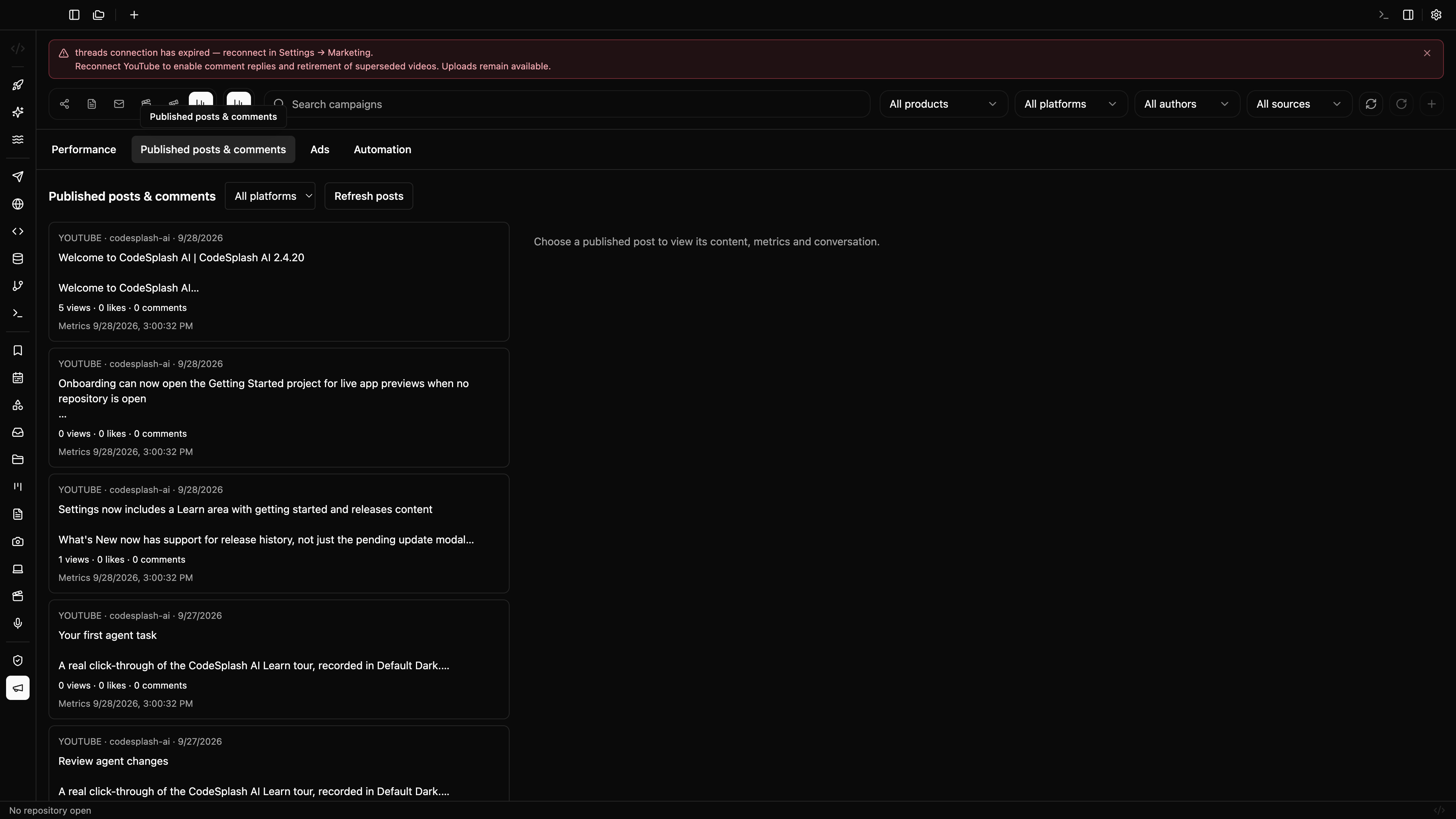 codesplash-ai: marketing activity