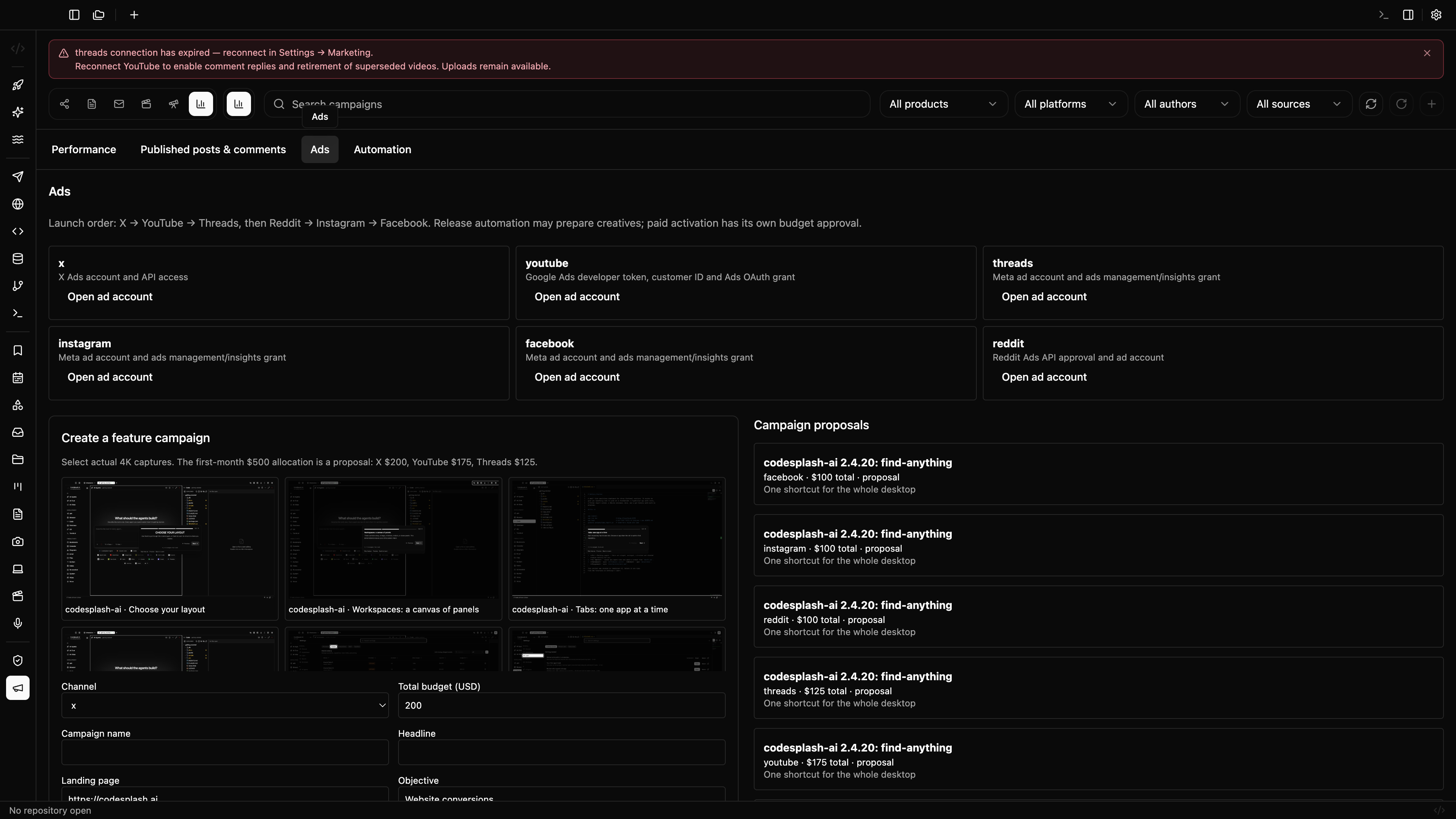 codesplash-ai: marketing ads