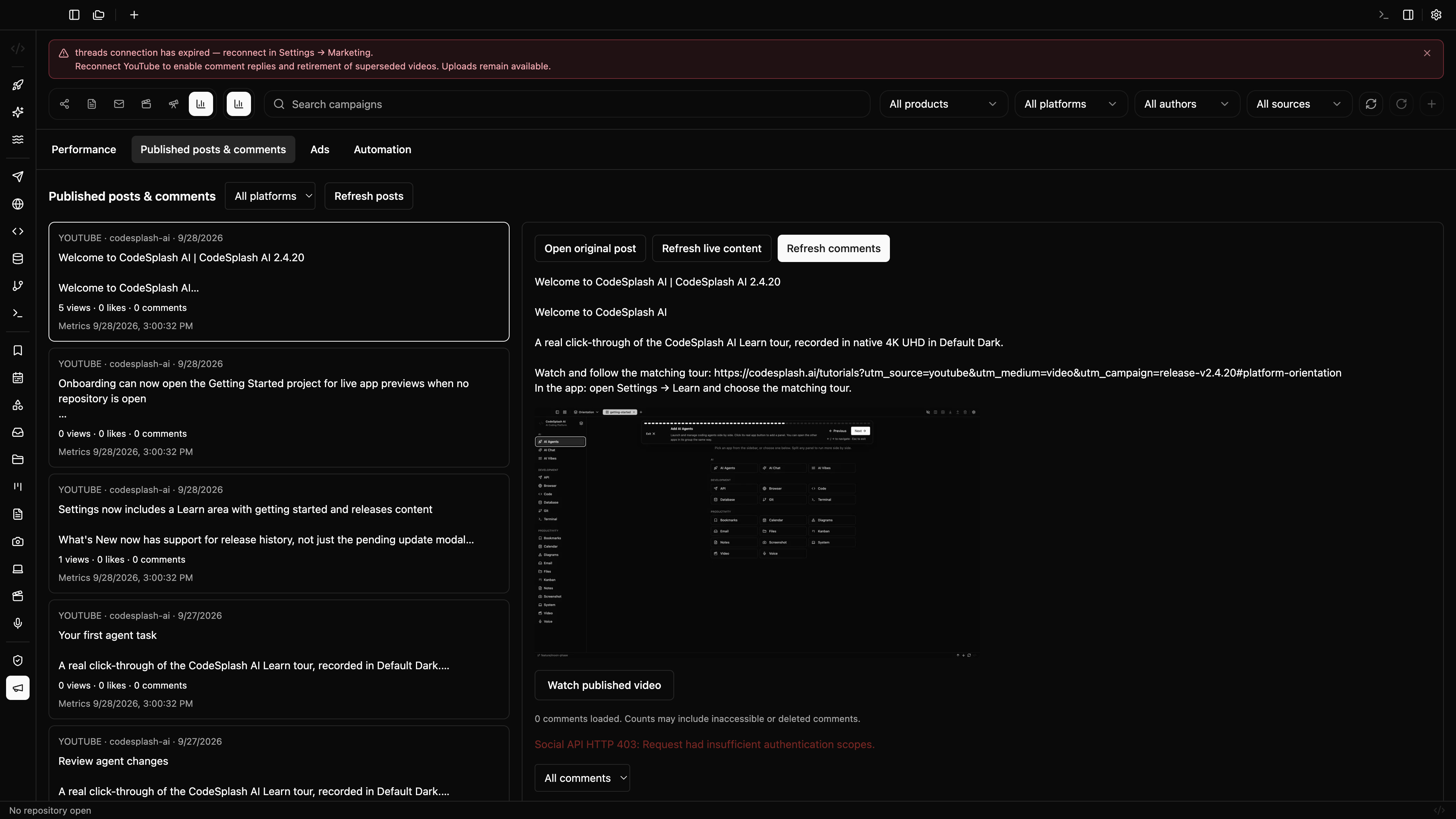 codesplash-ai: marketing published post