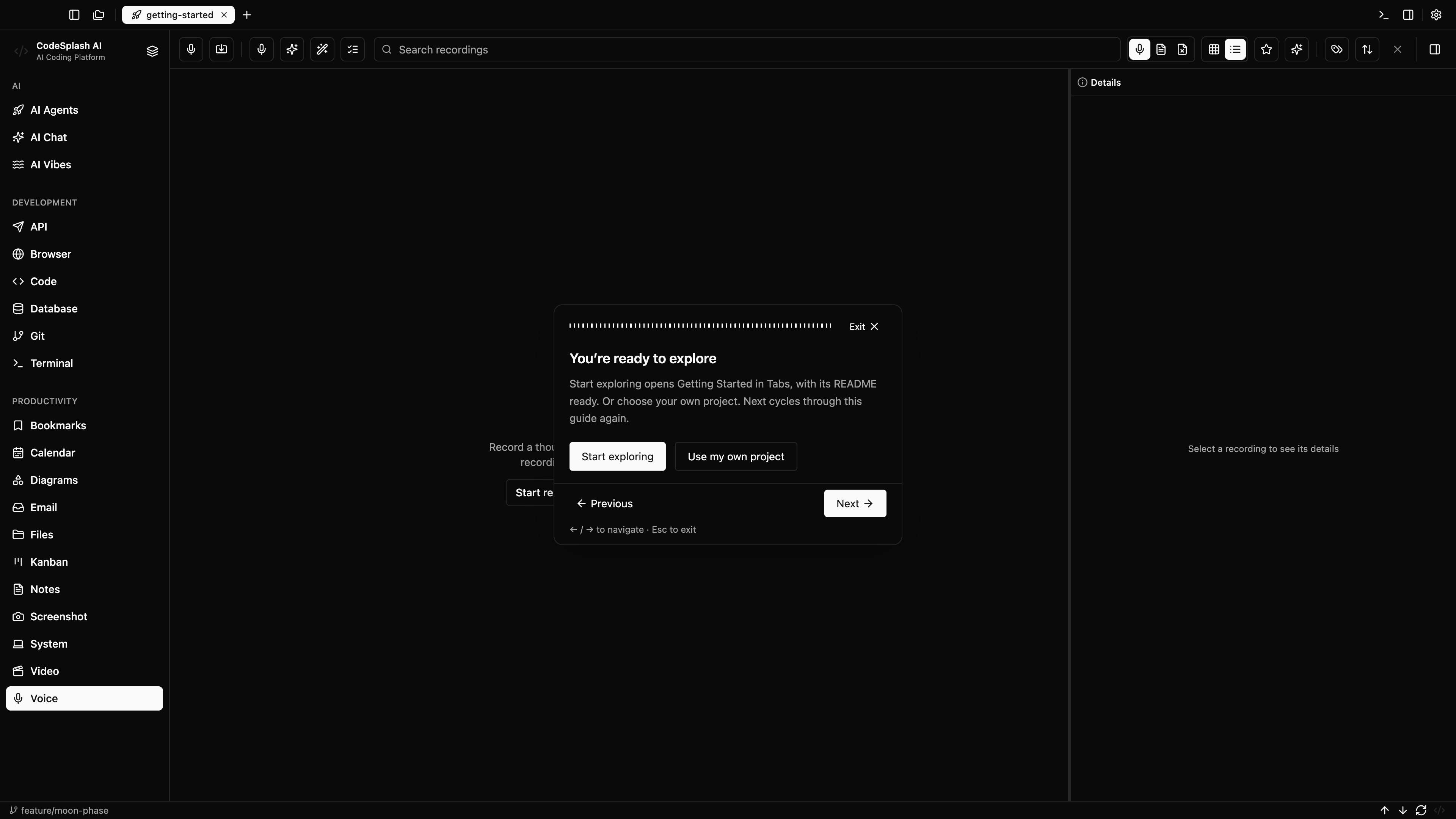 You’re ready to explore — Welcome to CodeSplash AI
