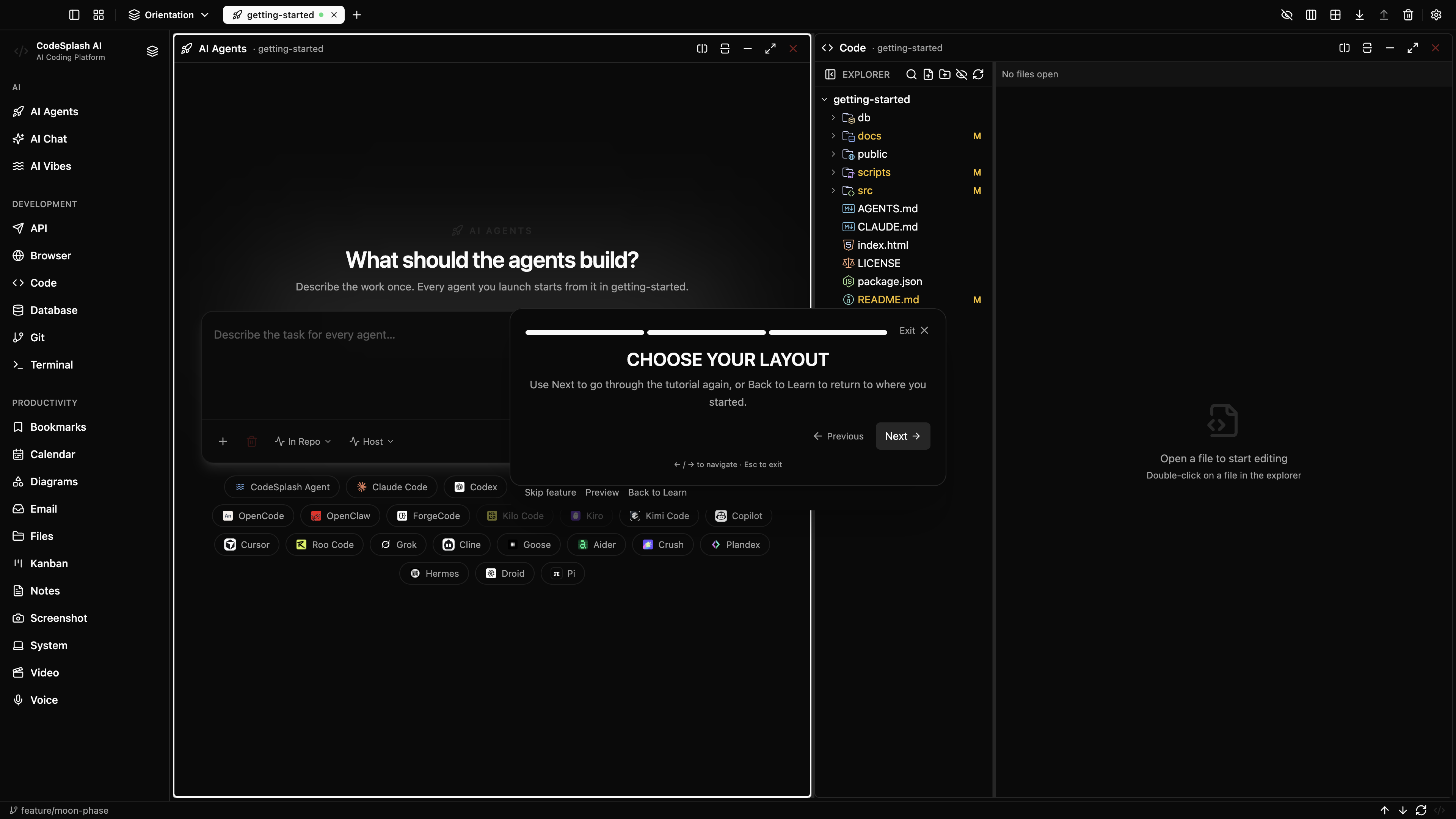 Choose your layout — Workspaces and panel controls
