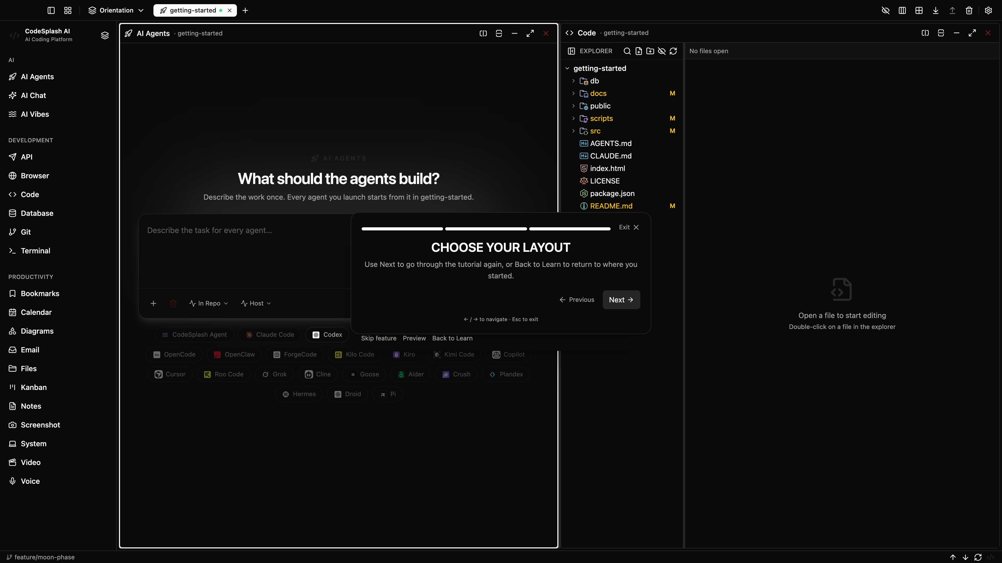 Choose your layout — Workspaces and panel controls