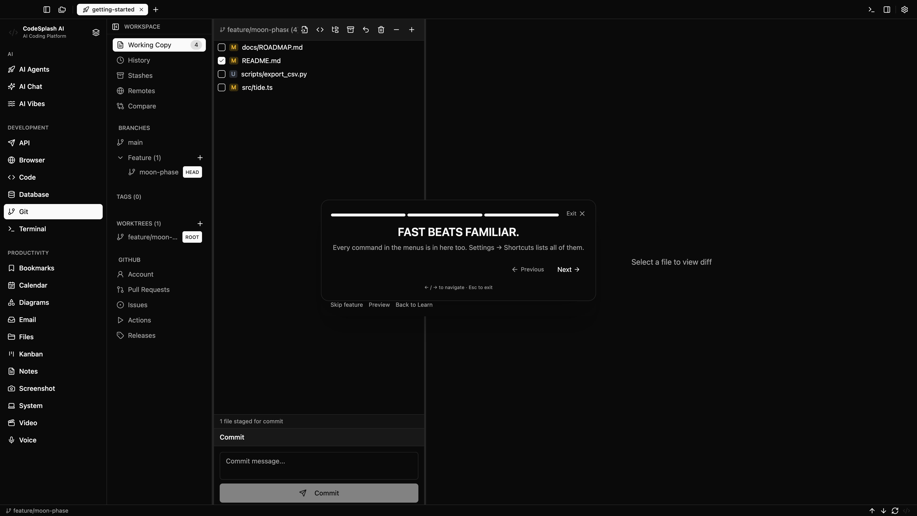 Fast beats familiar. — Find anything with the command palette