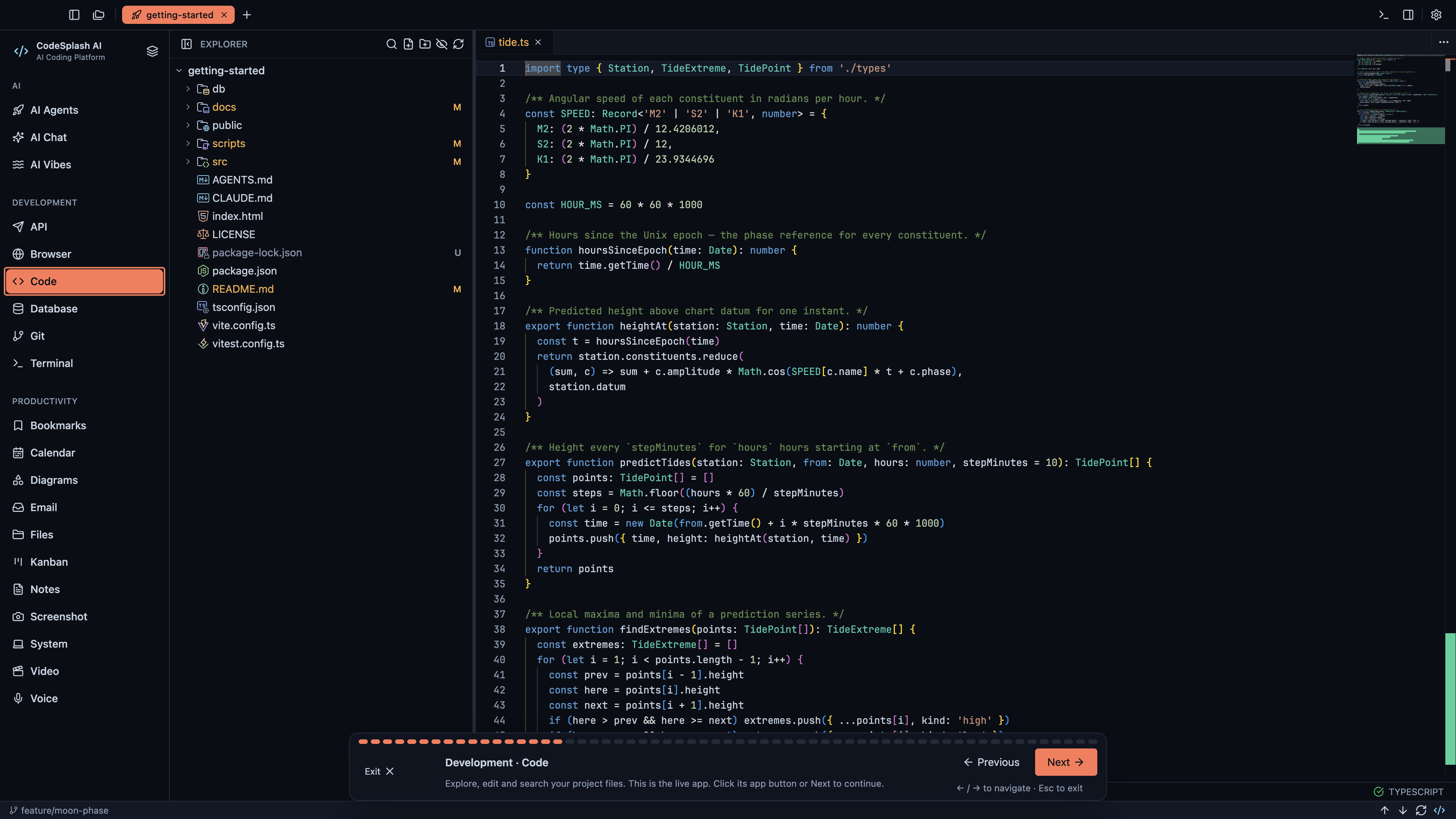 Development · Code — Welcome to CodeSplash AI