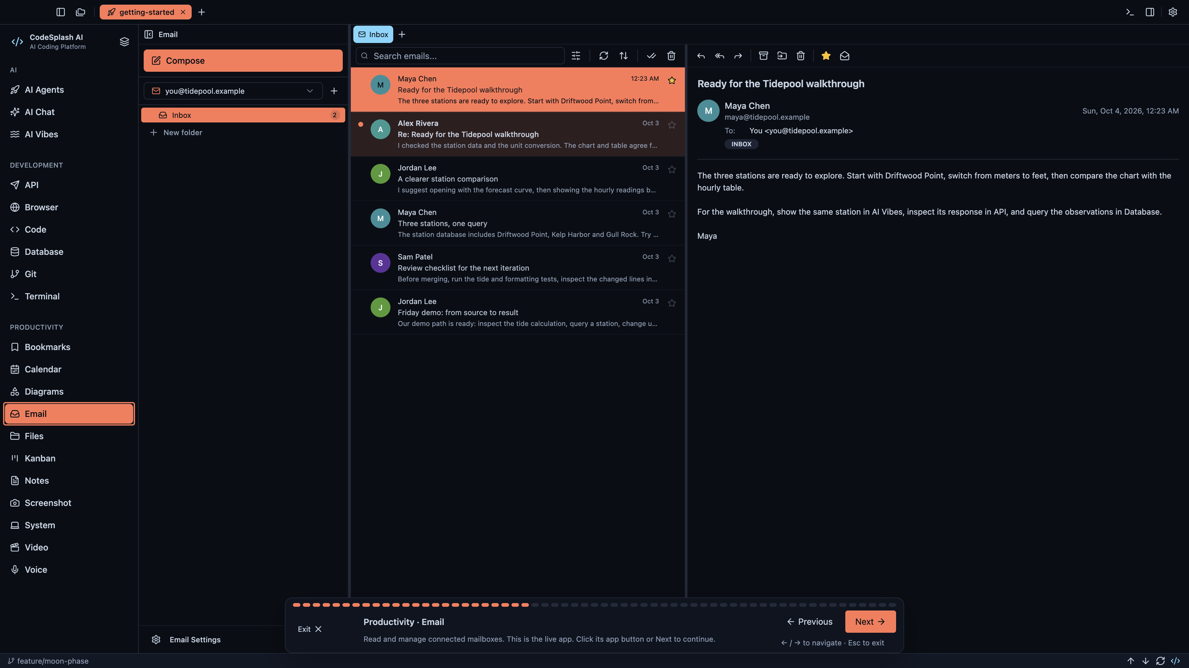 Productivity · Email — Welcome to CodeSplash AI