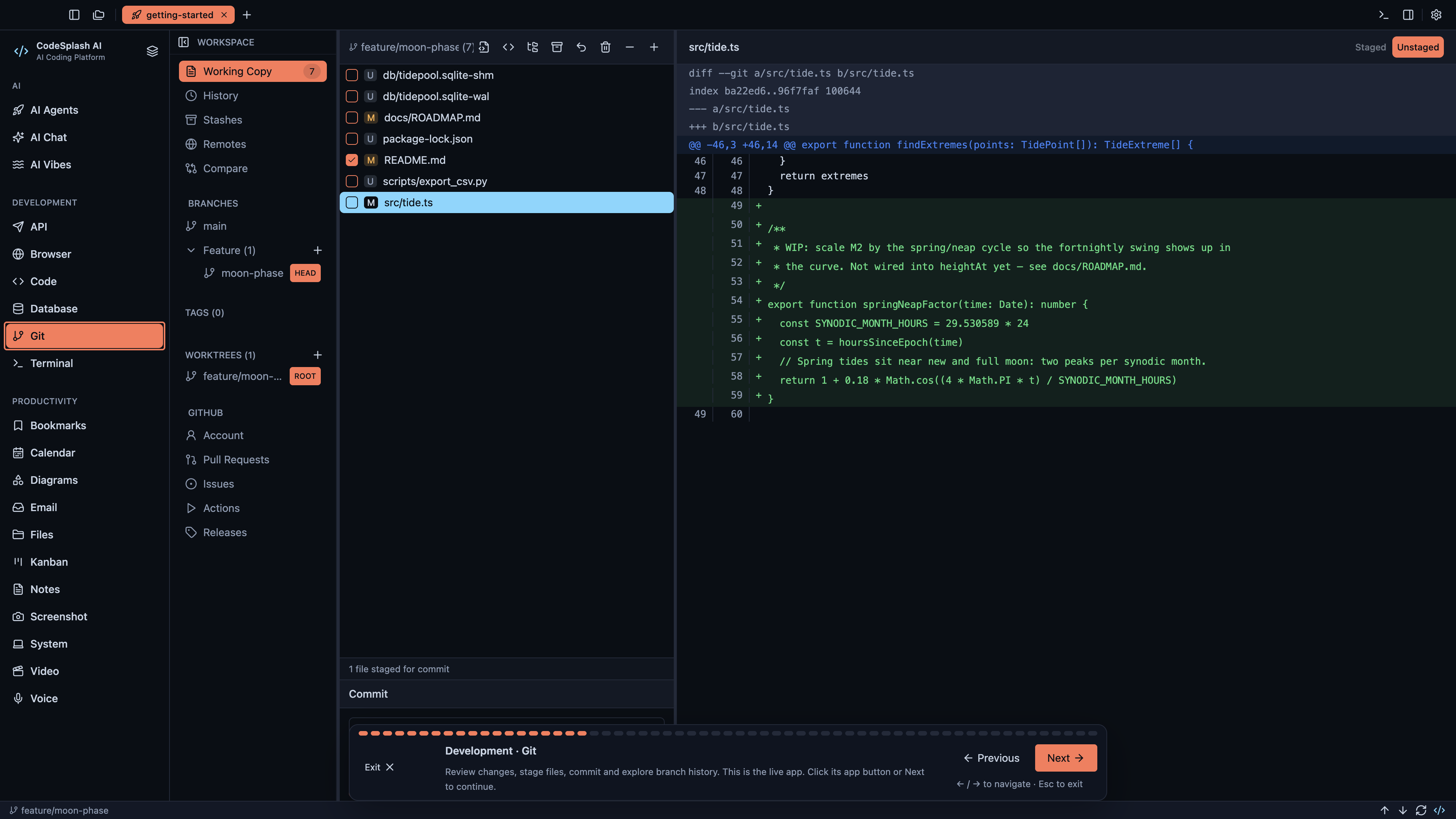 Development · Git — Welcome to CodeSplash AI