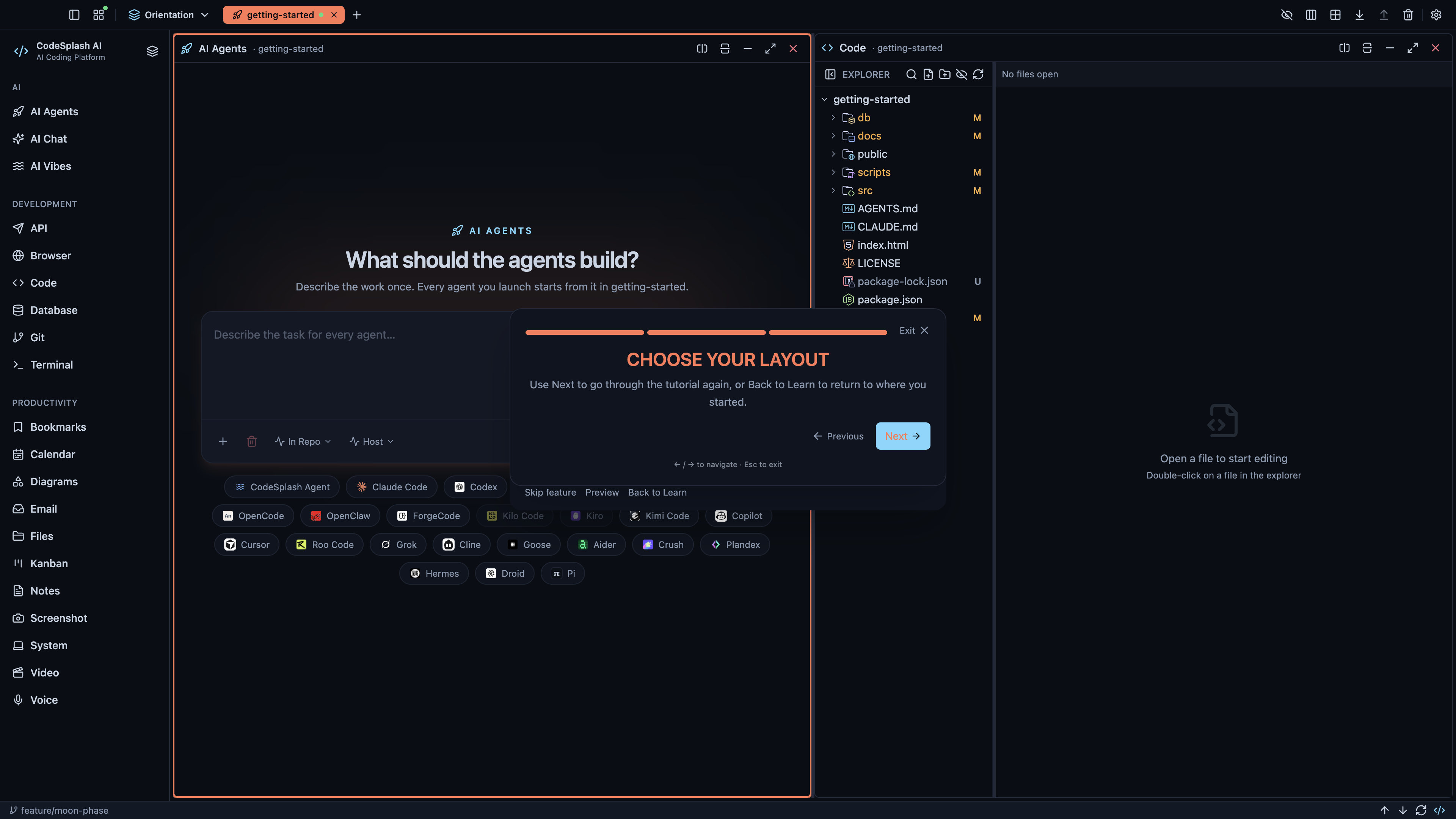 Choose your layout — Workspaces and panel controls
