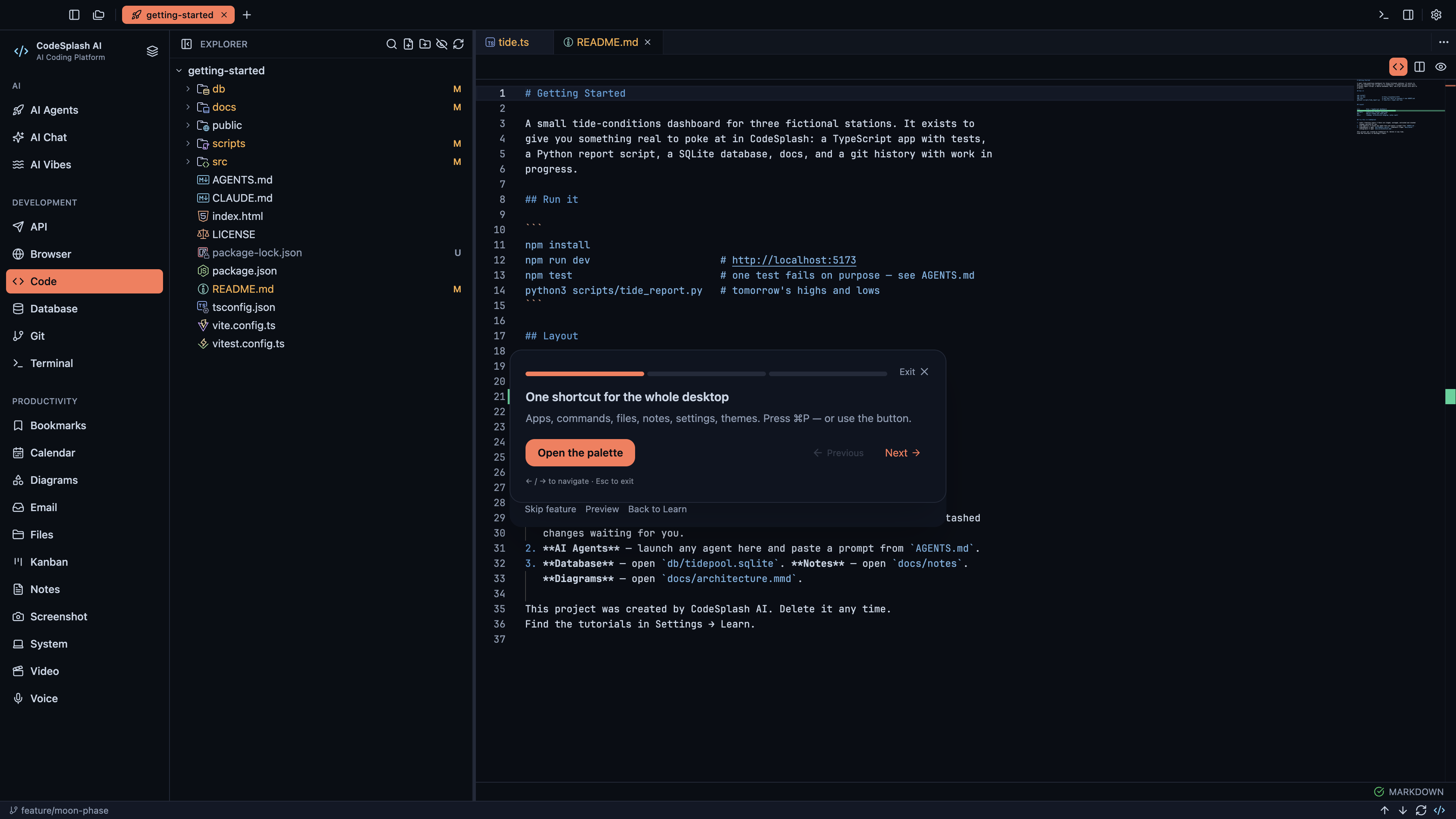 One shortcut for the whole desktop — Find anything with the command palette