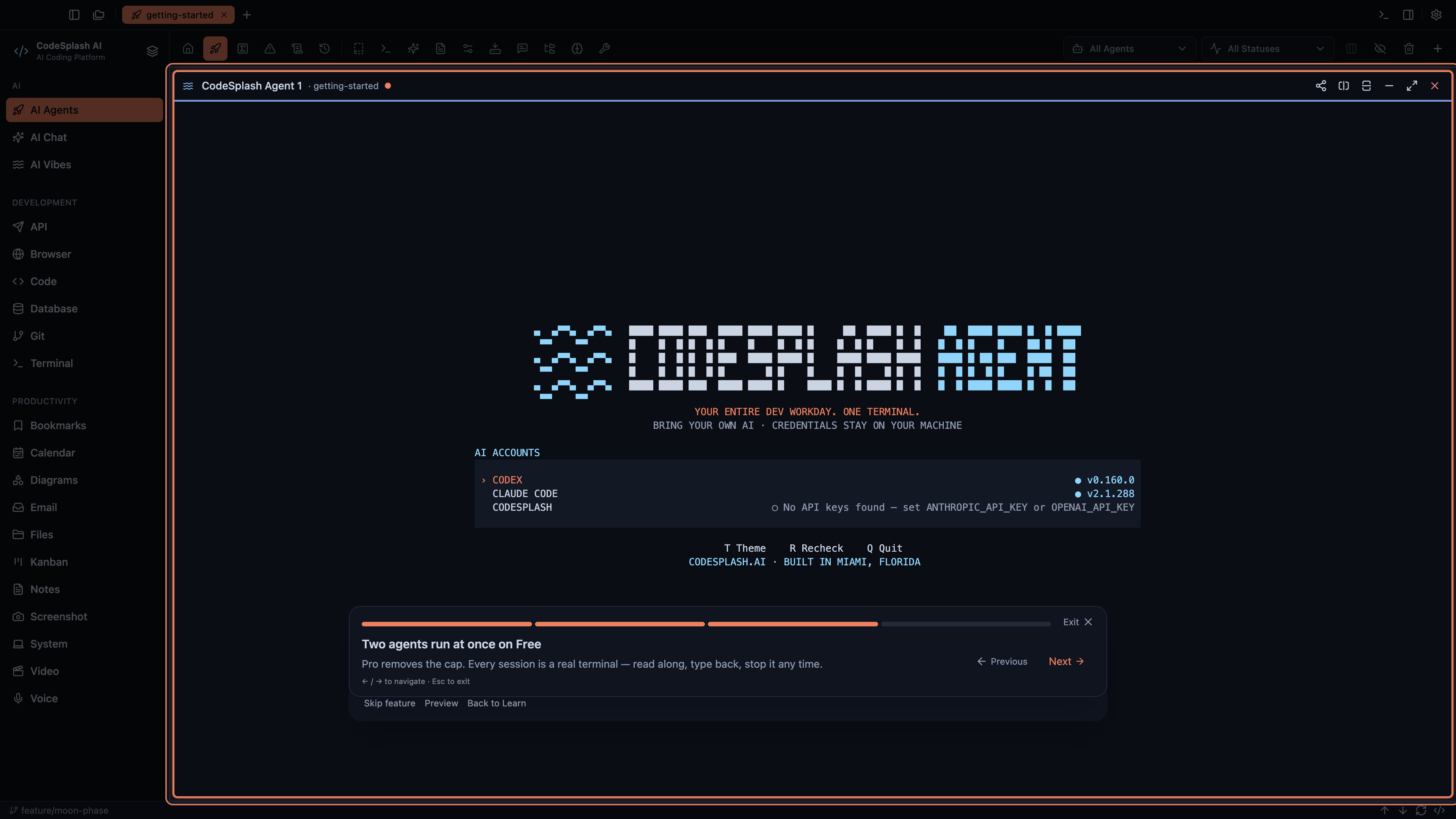 Two agents run at once on Free — Your first agent task