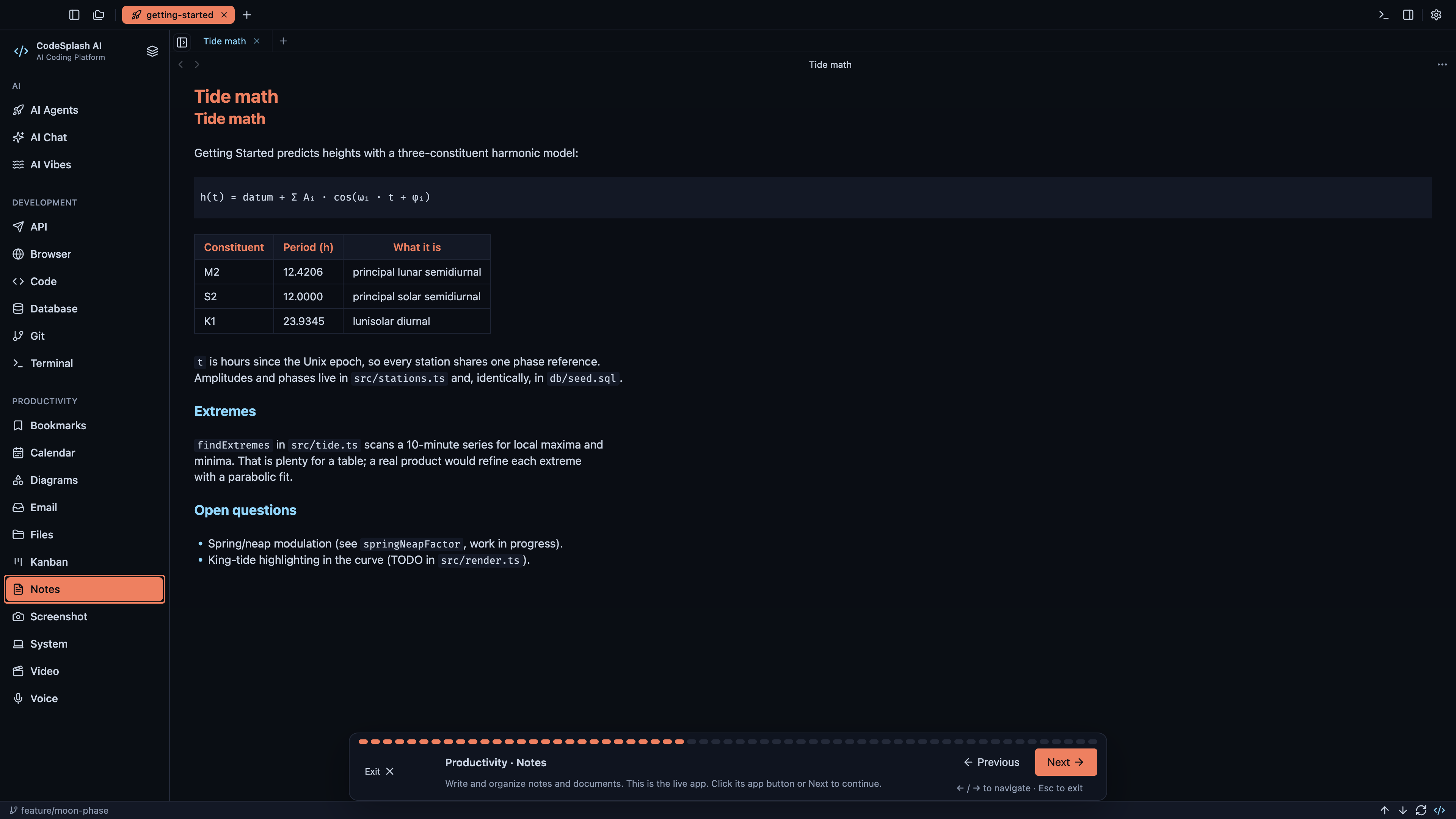 Productivity · Notes — Welcome to CodeSplash AI