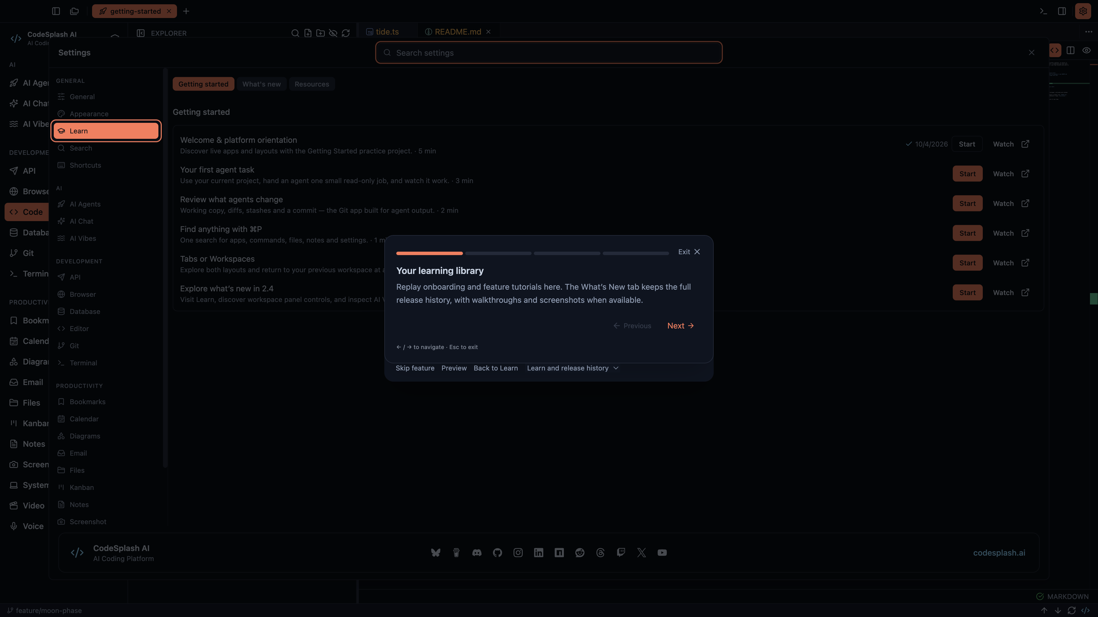 Your learning library — What’s new in CodeSplash AI