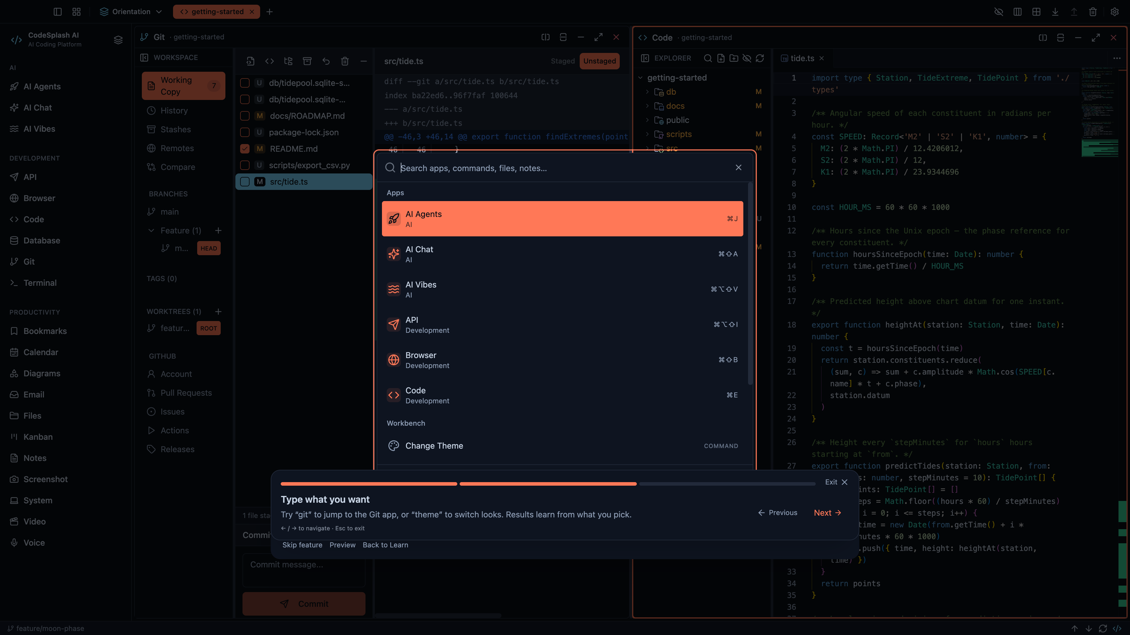 Type what you want — Find anything with the command palette