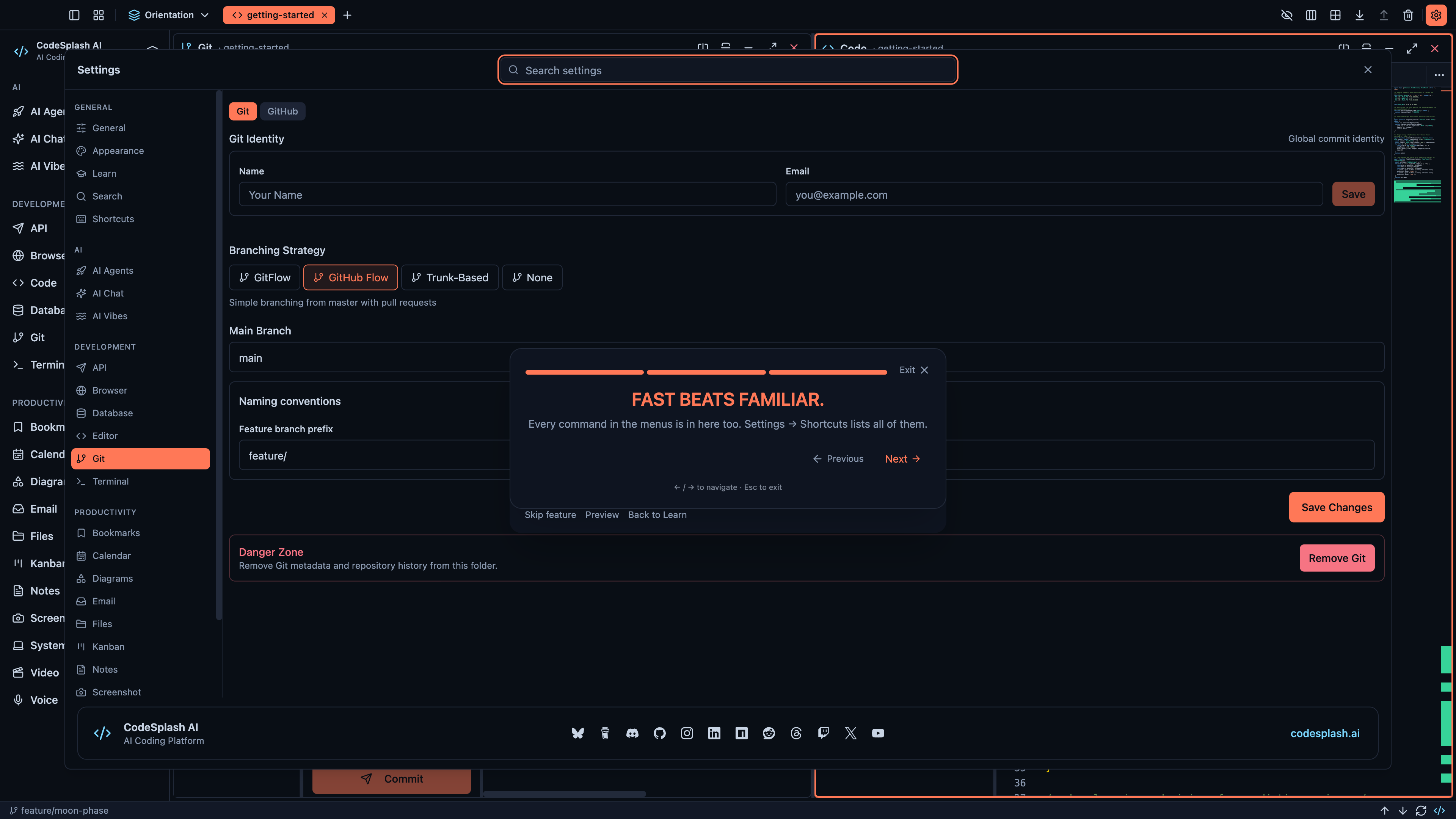Fast beats familiar. — Find anything with the command palette