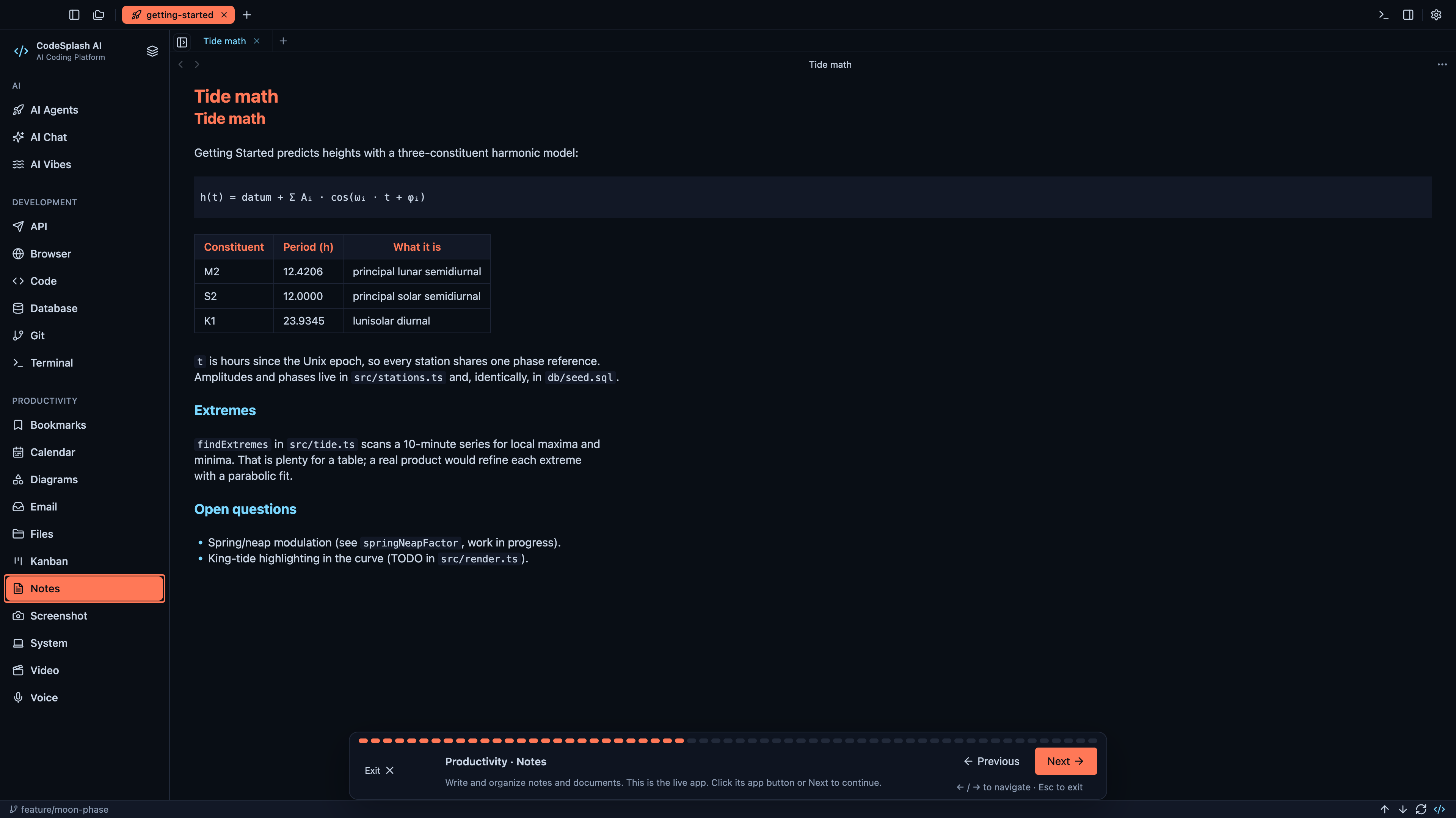 Productivity · Notes — Welcome to CodeSplash AI