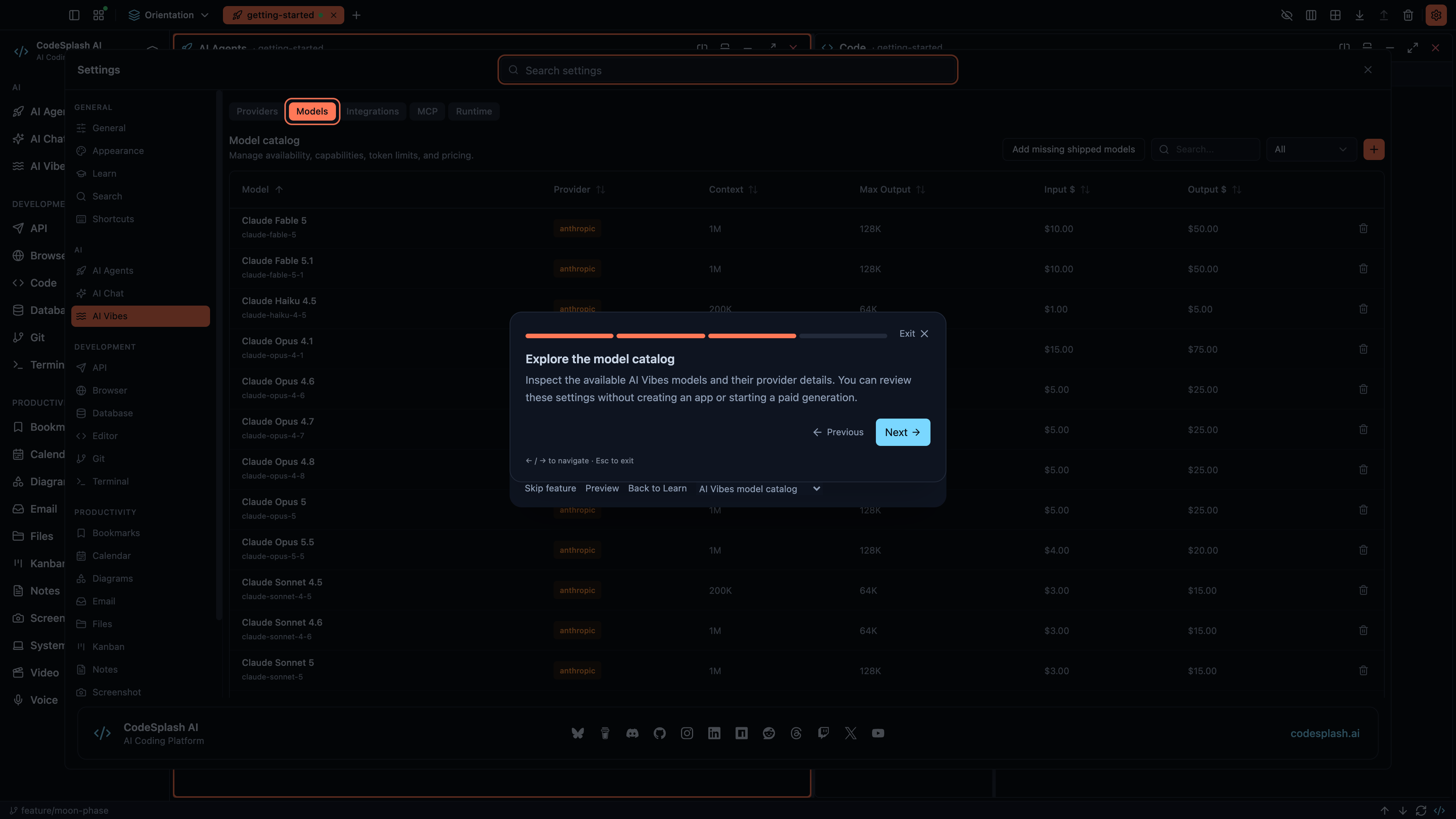 Explore the model catalog — What’s new in CodeSplash AI