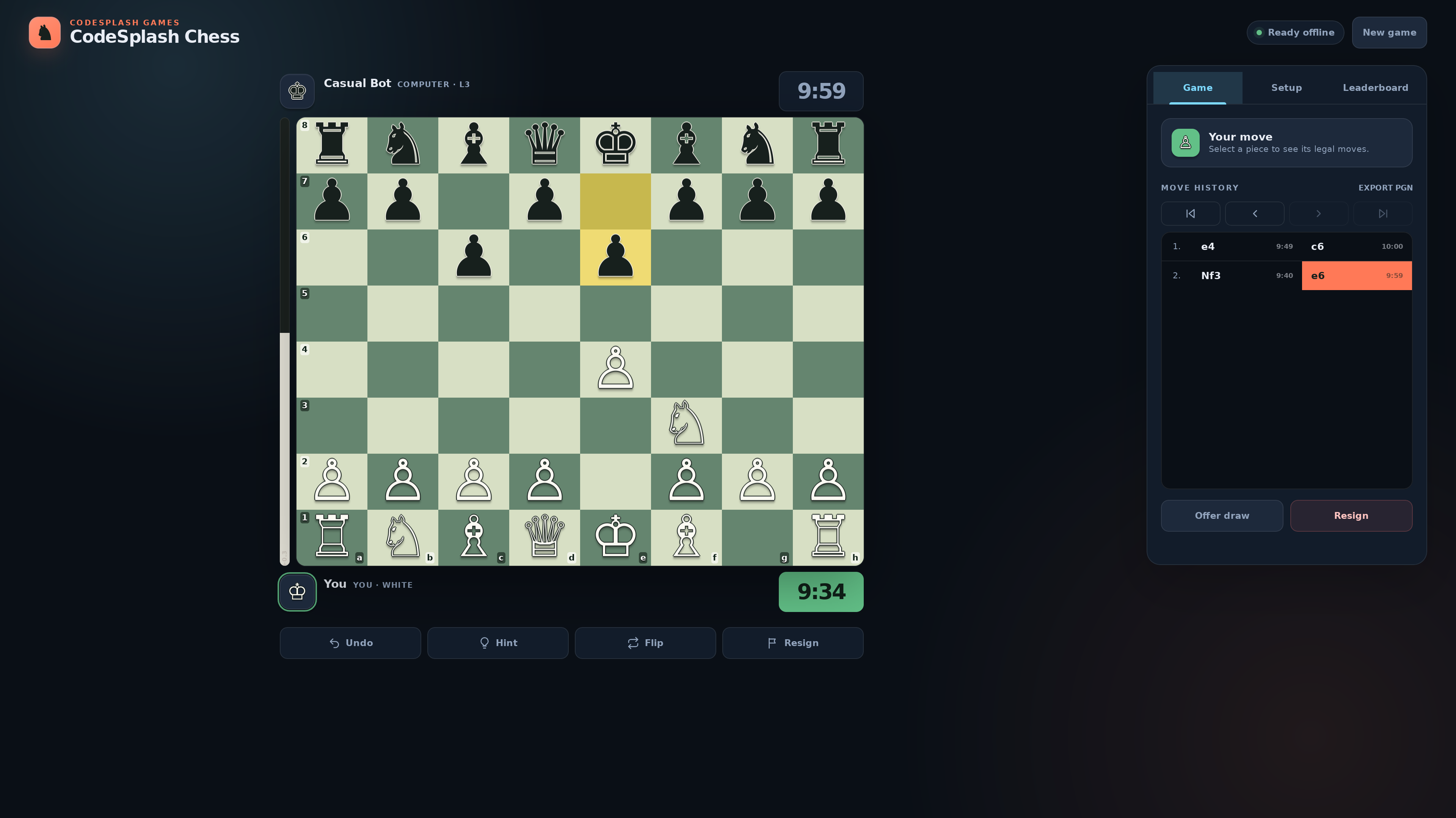 games: chess developed position