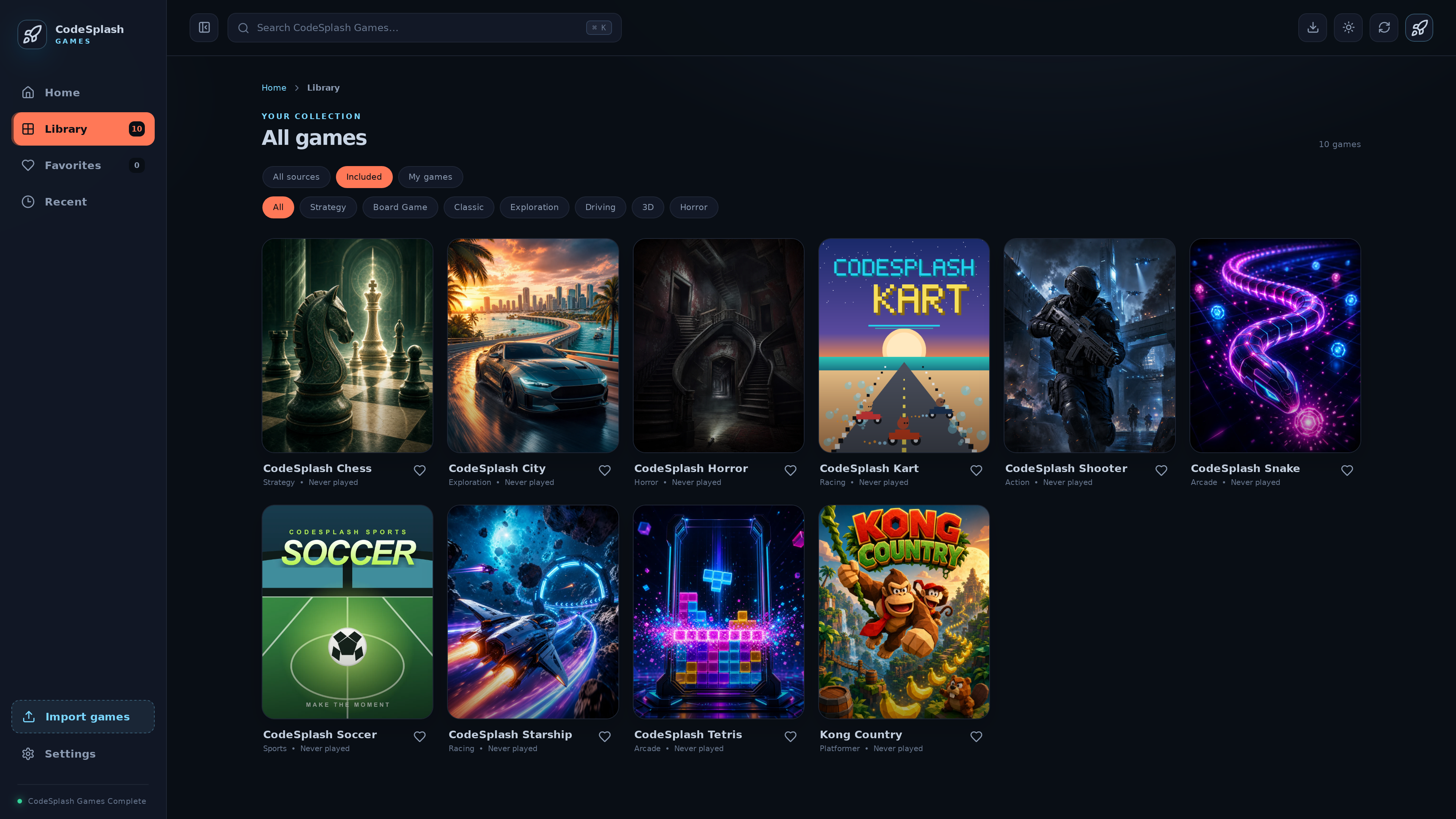 games: included chess