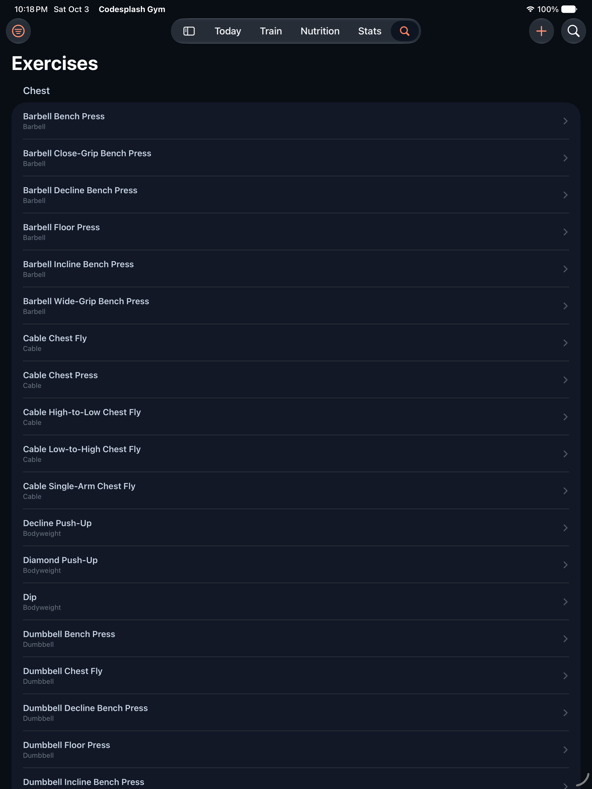 gym: gym ipad feature search