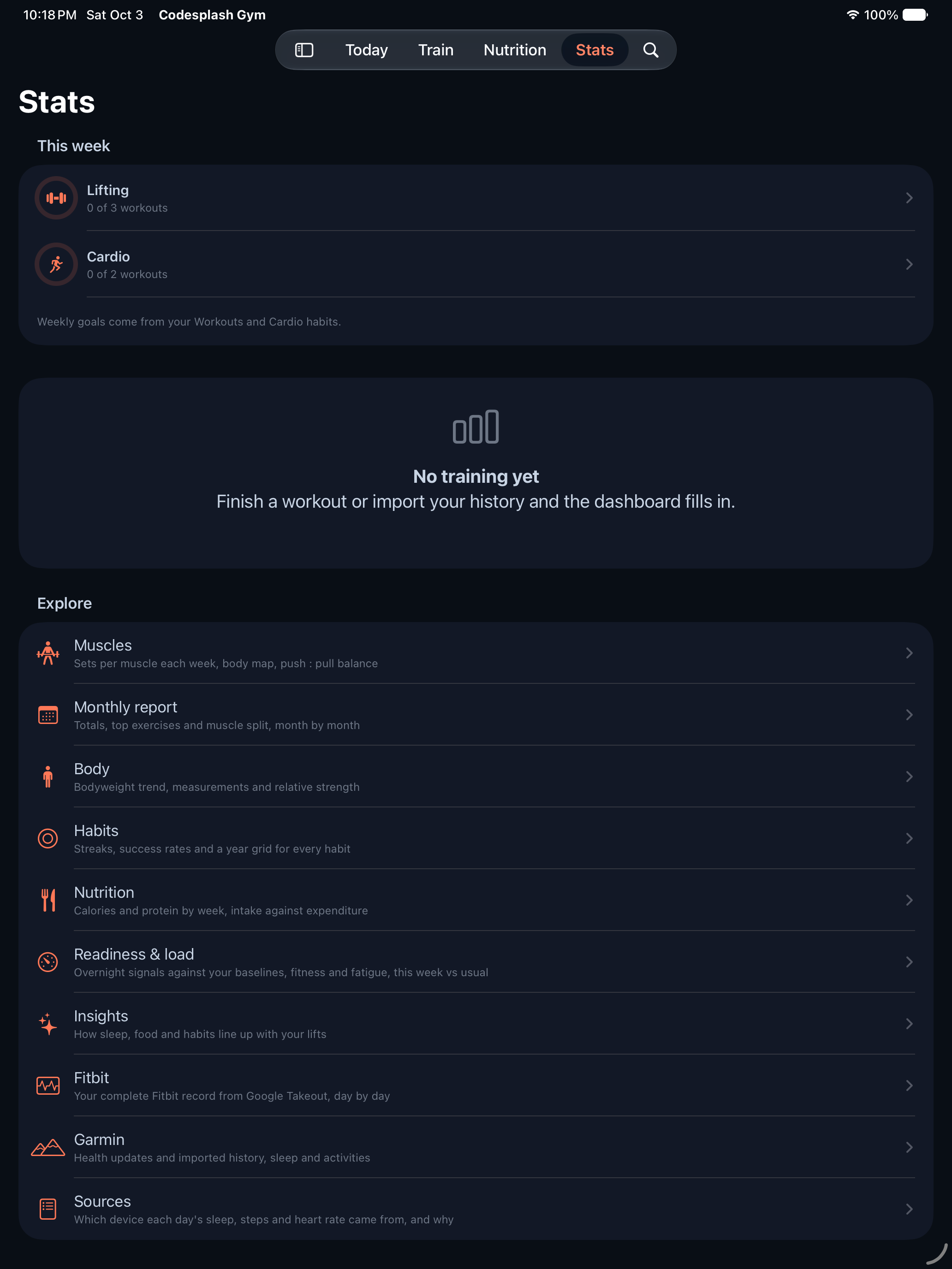 gym: gym ipad feature stats