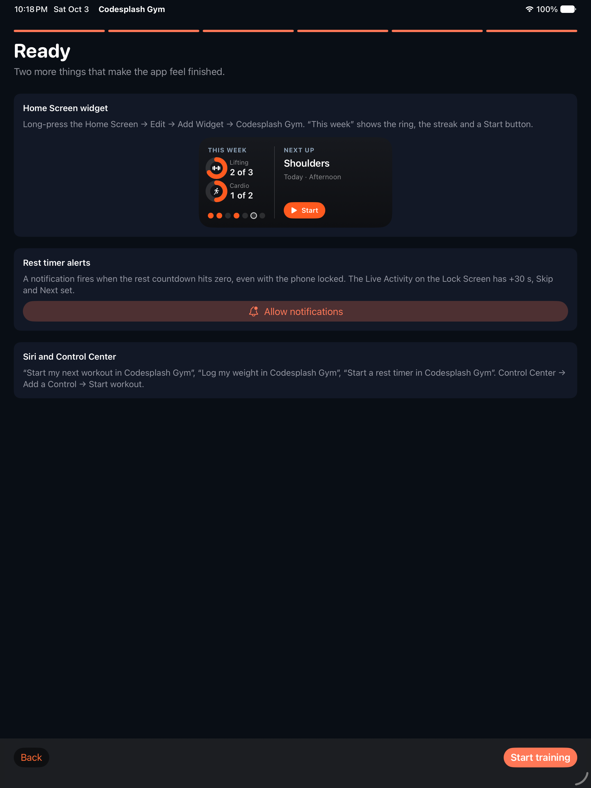 gym: gym ipad onboarding ready