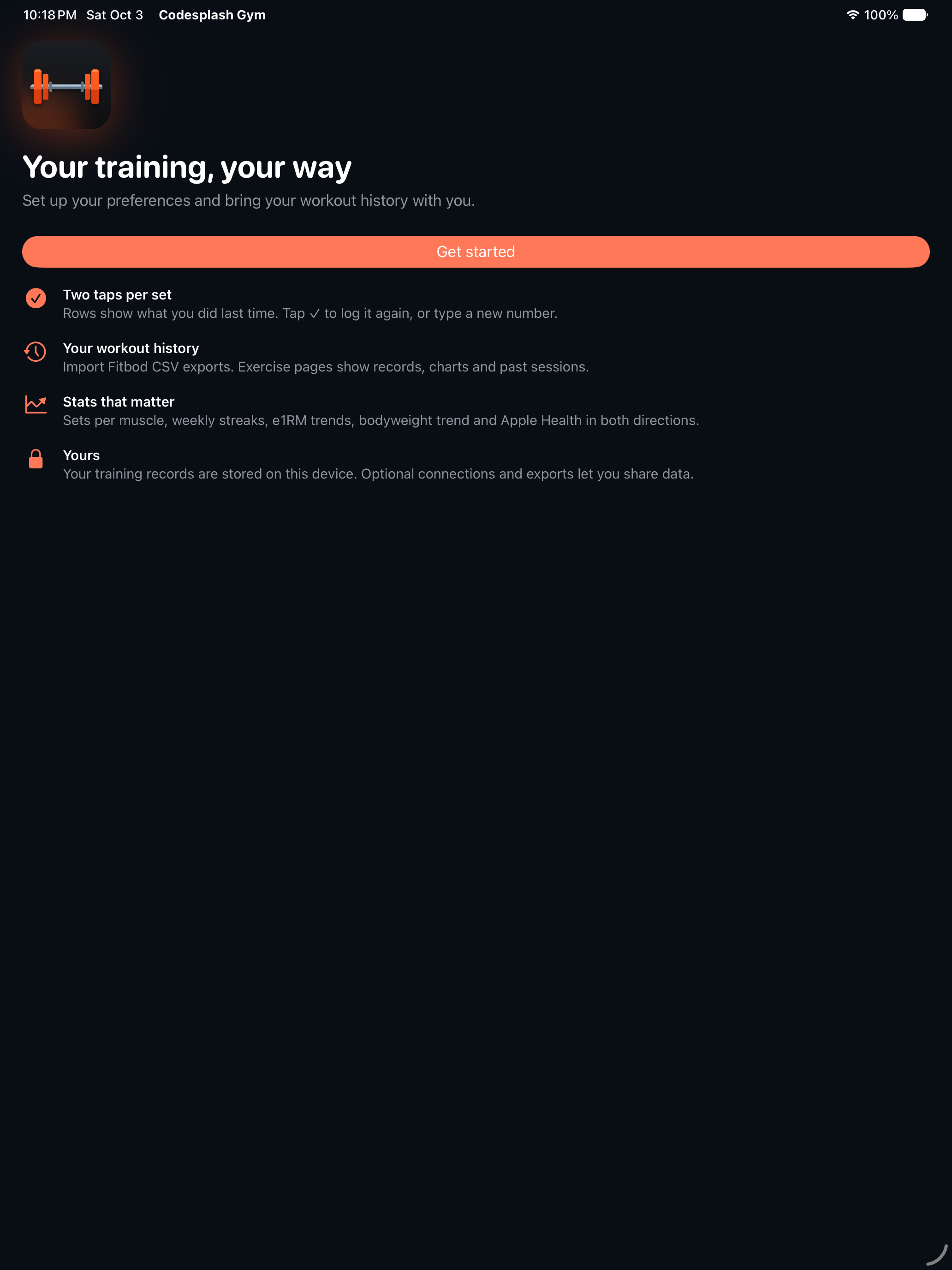 gym: gym ipad onboarding welcome