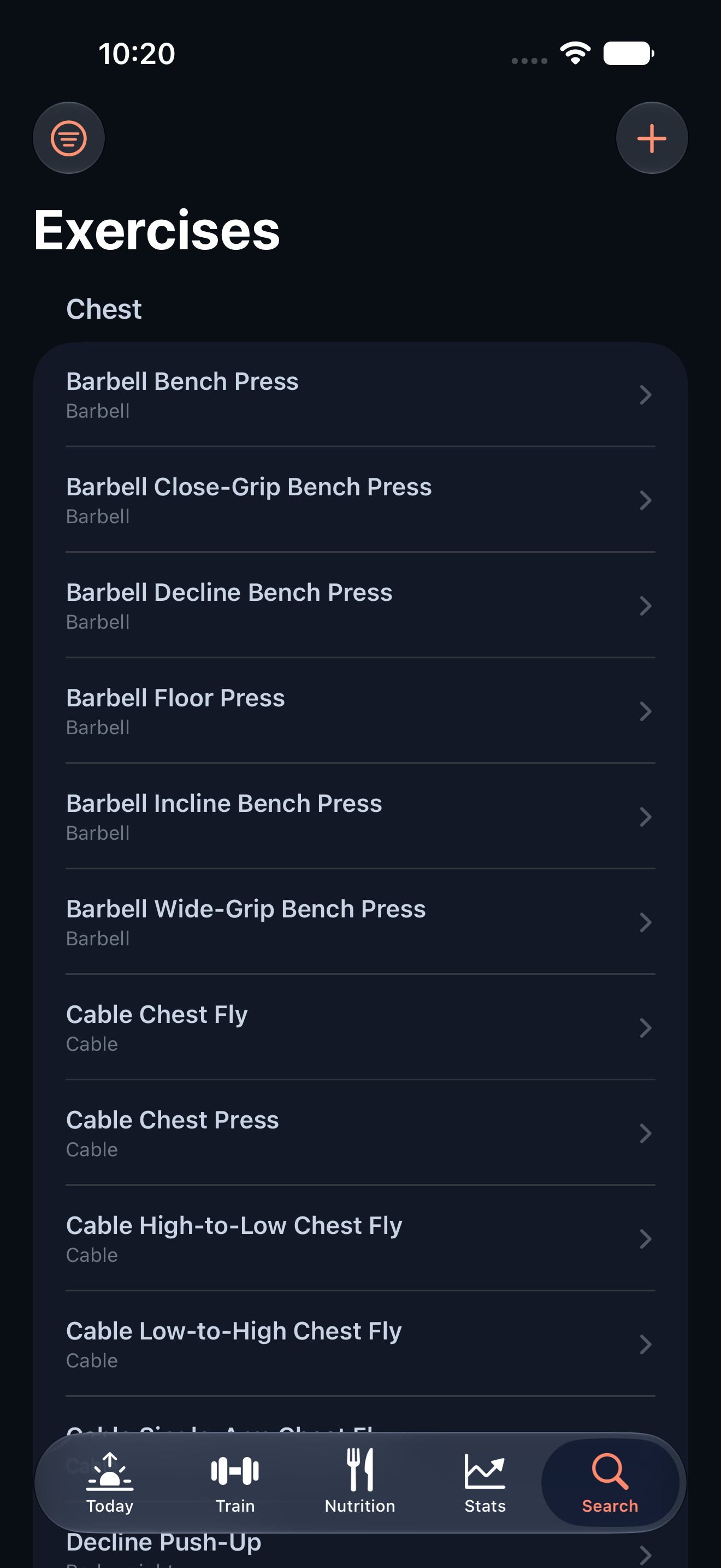 gym: gym iphone feature search