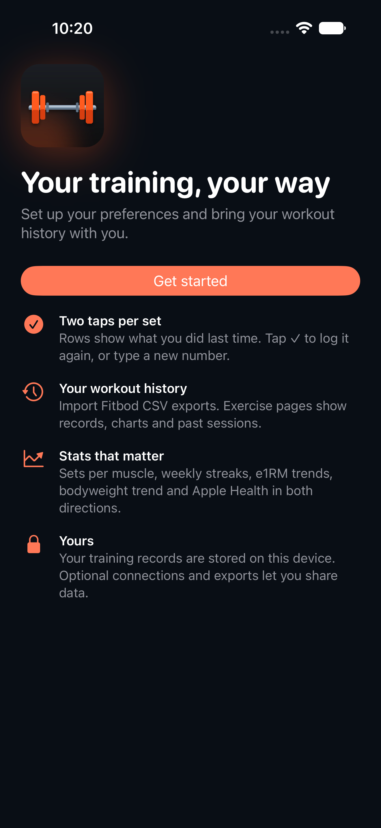 gym: gym iphone onboarding welcome