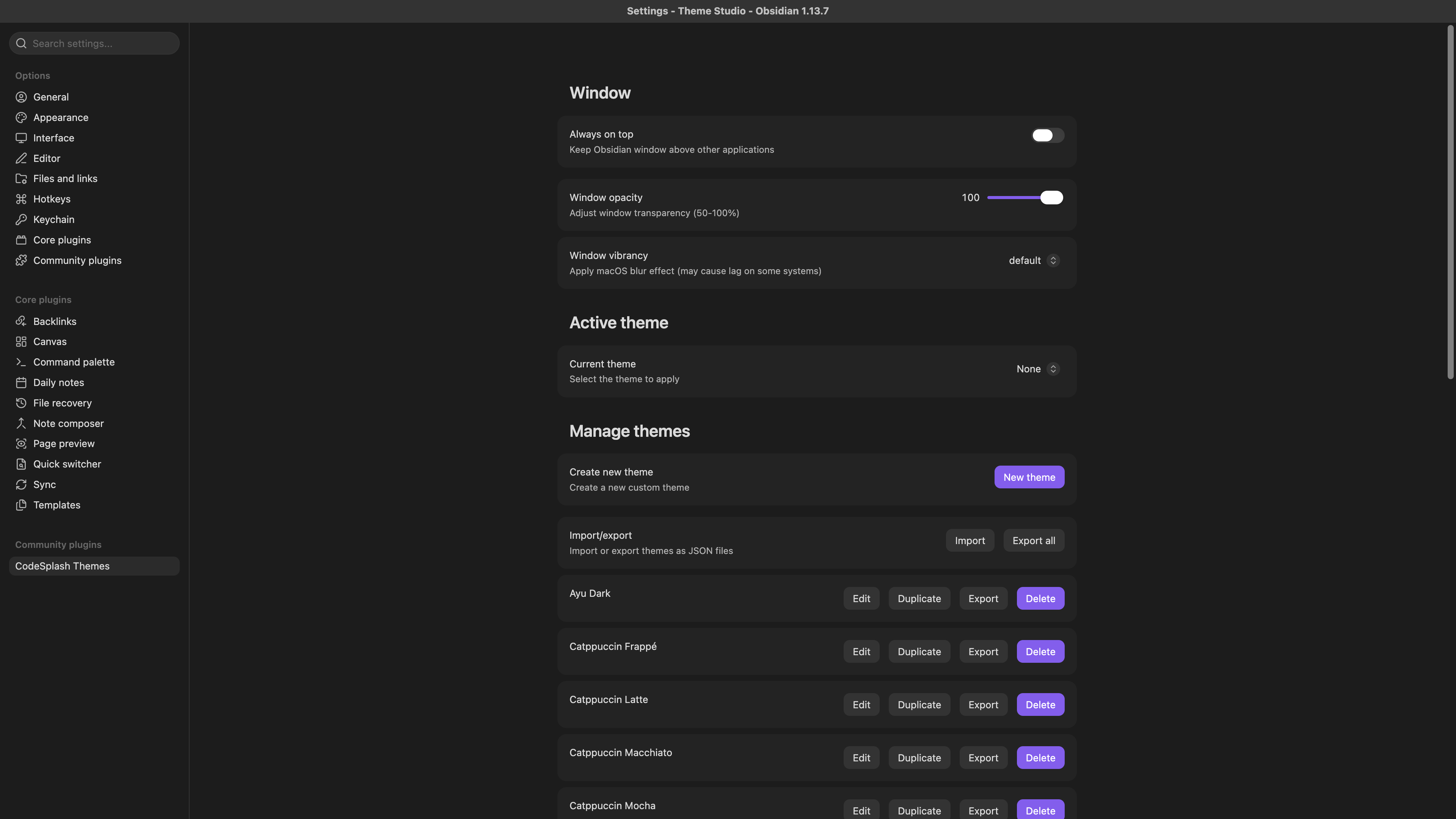 themes: themes chooser