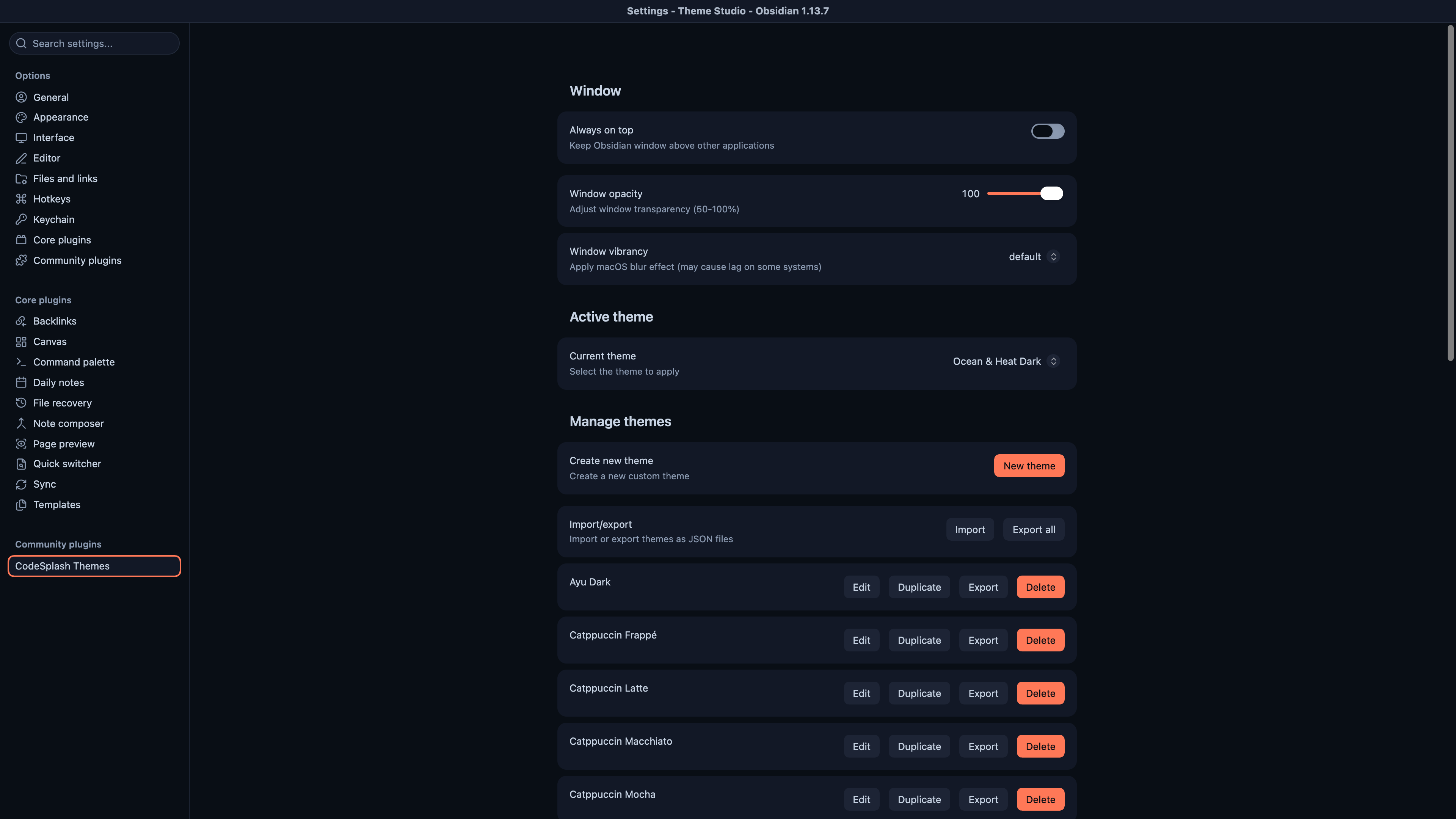 themes: themes chooser