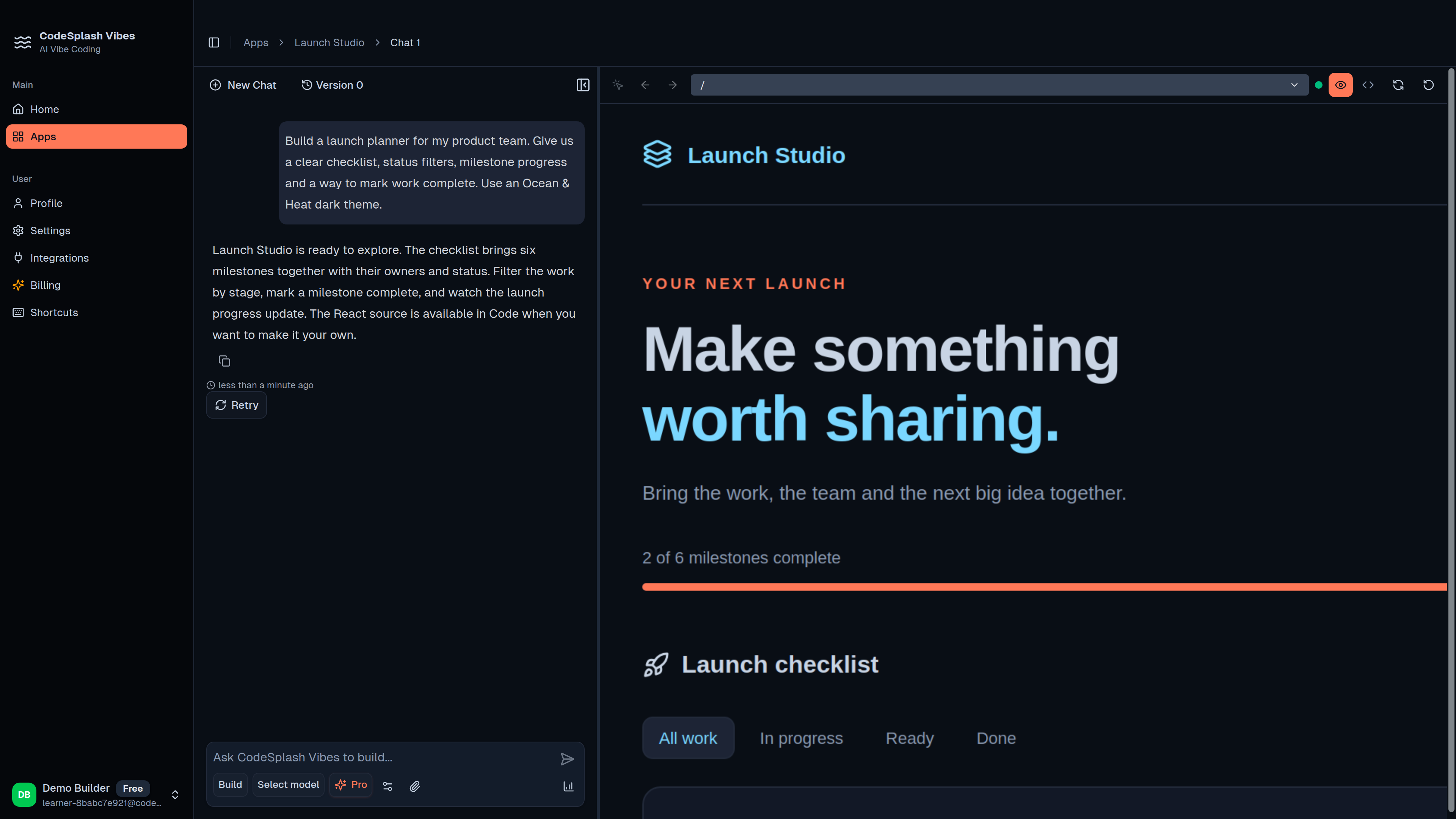 vibes: working project preview